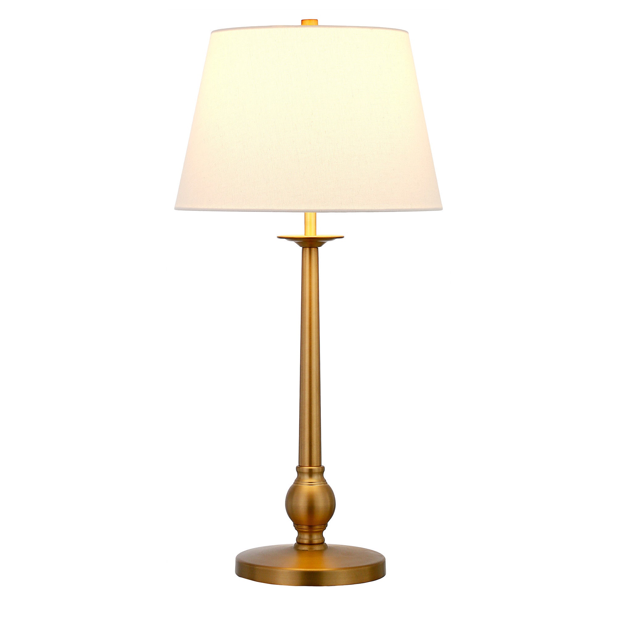 Homeroots 524376 28 In. Brass Metal Table Lamp With White Empire Shade