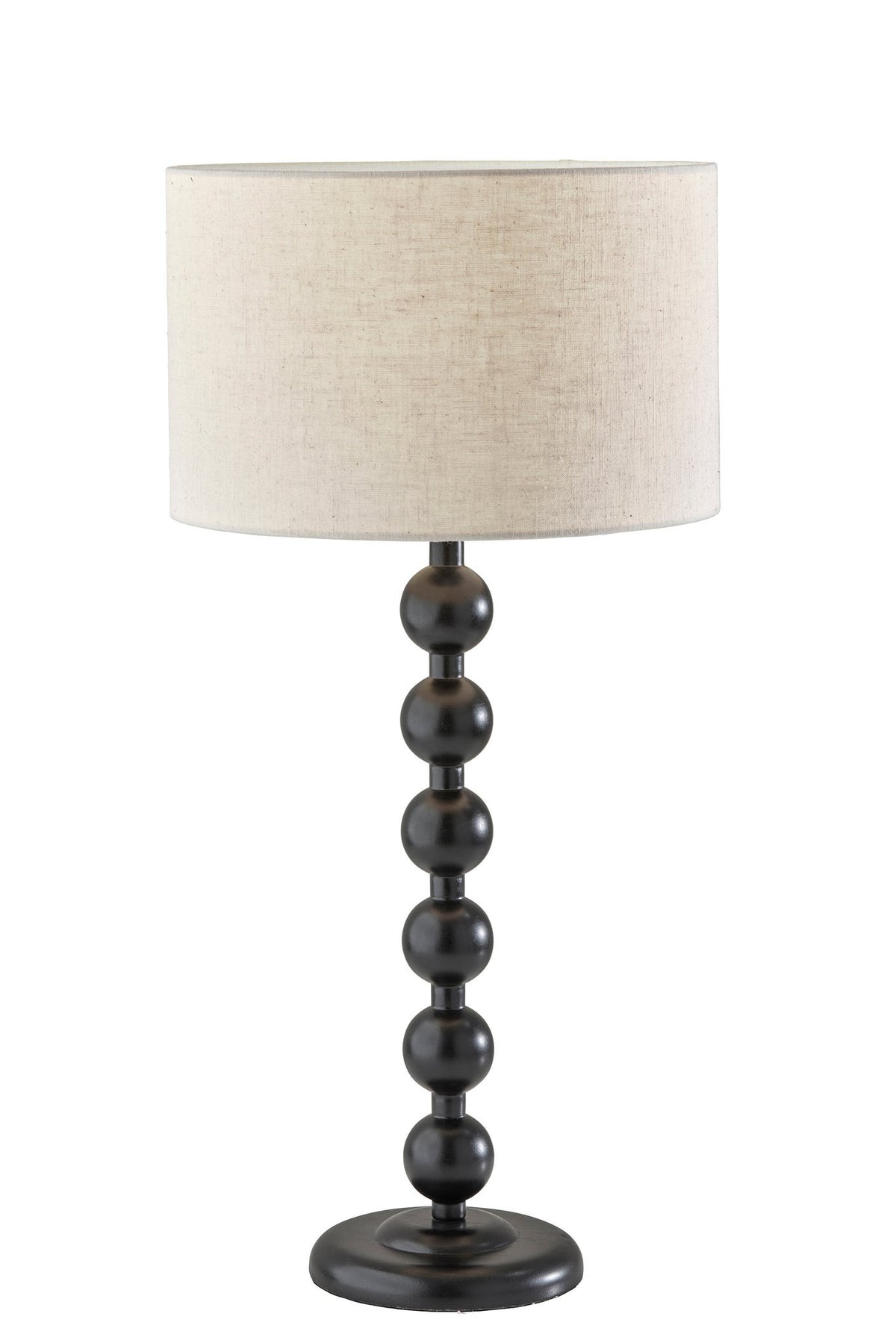 28'' Black Solid Wood Candlestick Table Lamp With Off White Drum Shade