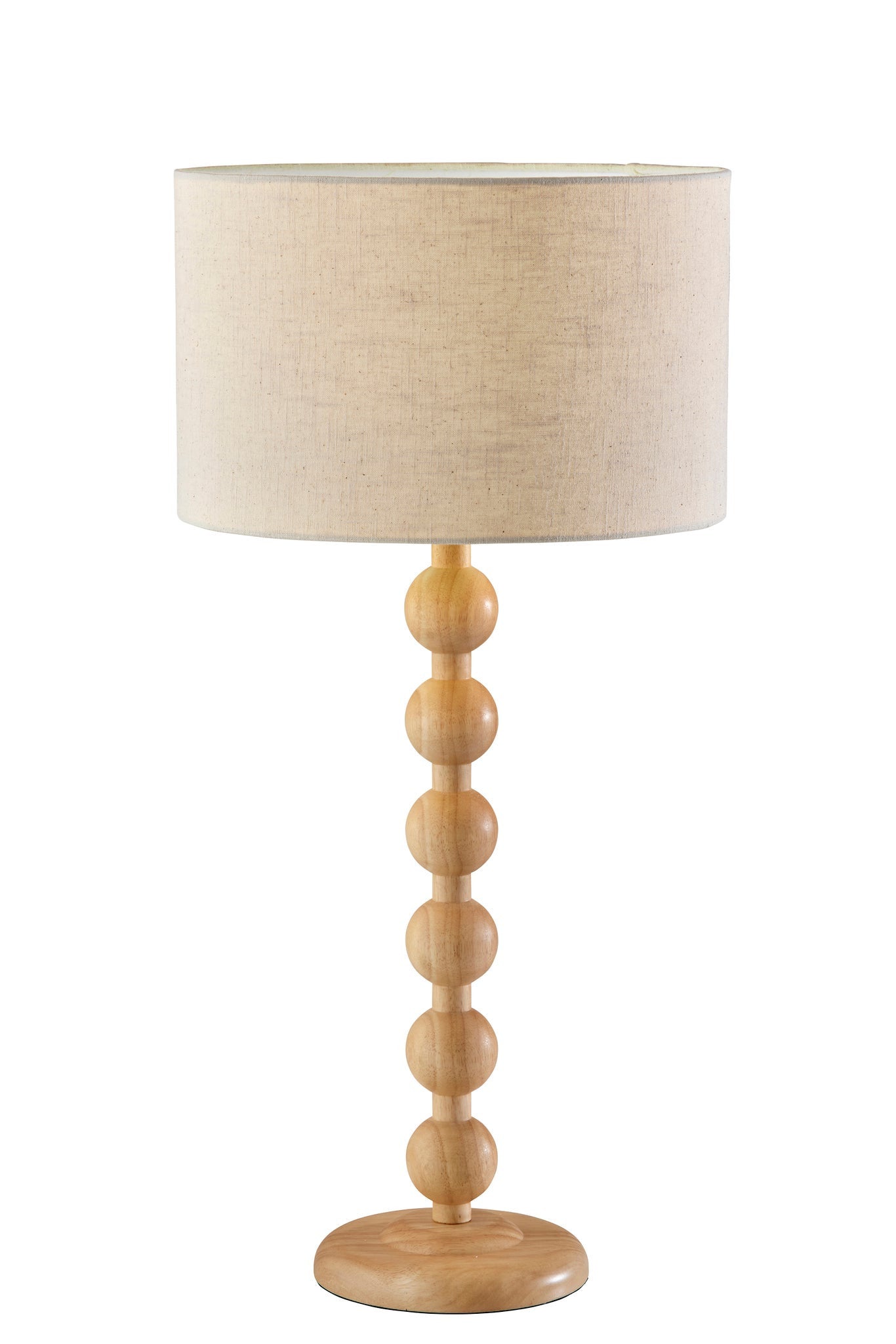 28'' Brown Solid Wood Candlestick Table Lamp With Off White Drum Shade
