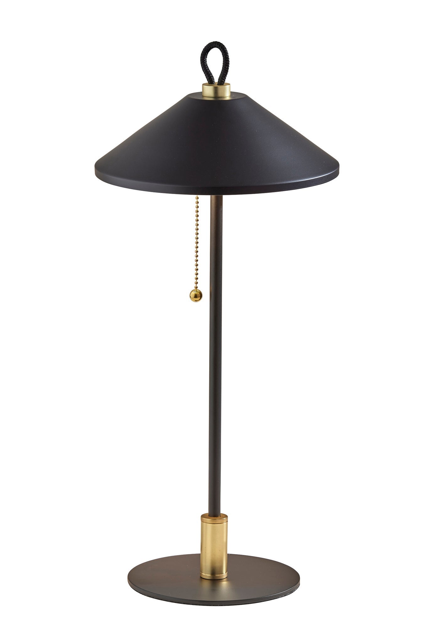 20'' Black And Gold Metal Two Light Candlestick Led Table Lamp With Black Cone Shade