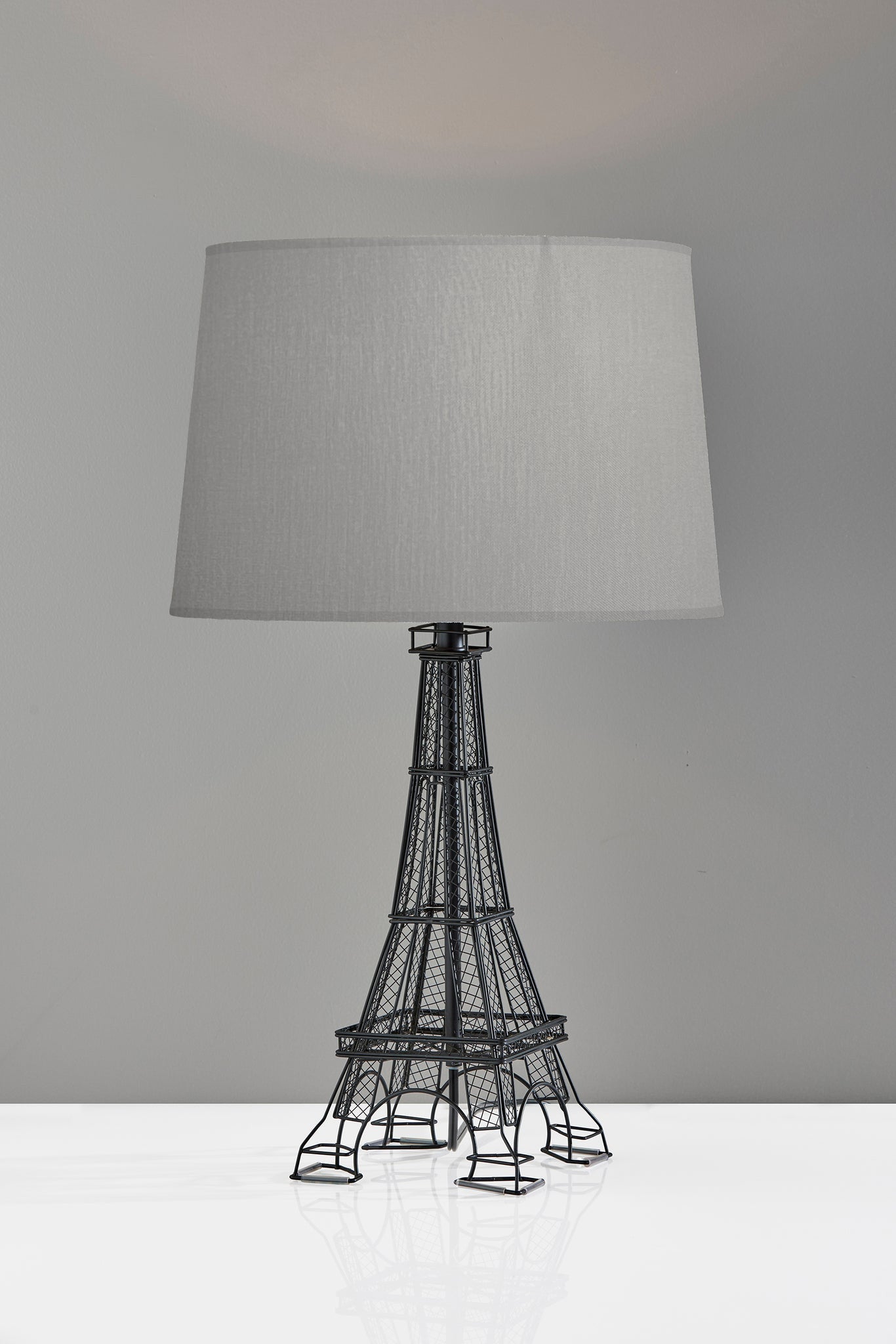 25'' Black Acrylic Paris Desk Table Lamp With Gray Drum Shade