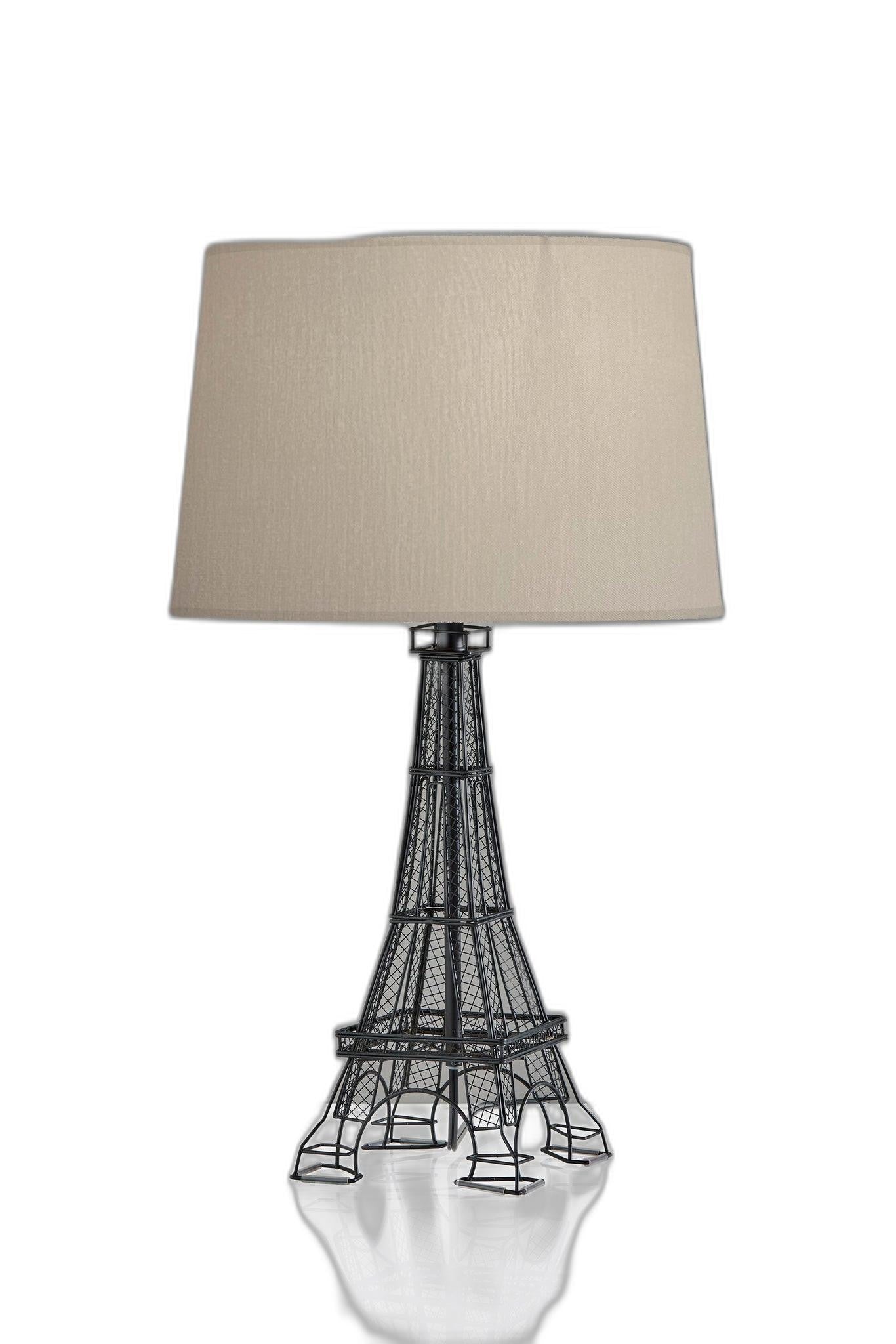 25'' Black Acrylic Paris Desk Table Lamp With White Drum Shade