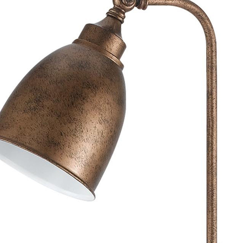 Homeroots 524651 28 X 7 X 15 In. Rust Metal Adjustable Table Lamp With Rust Dome Shade