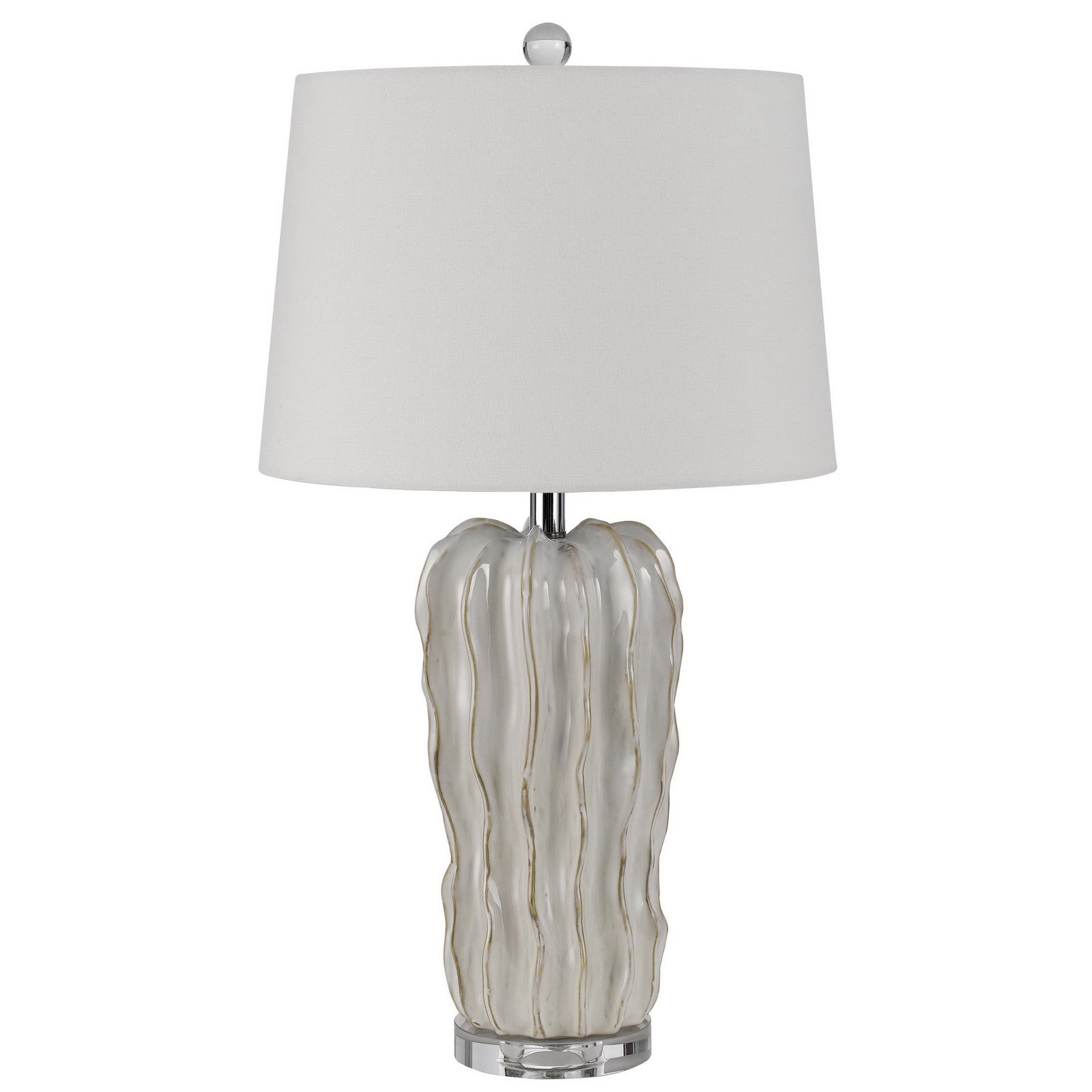 28 Pearl glass Table Lamp With White Empire Shade