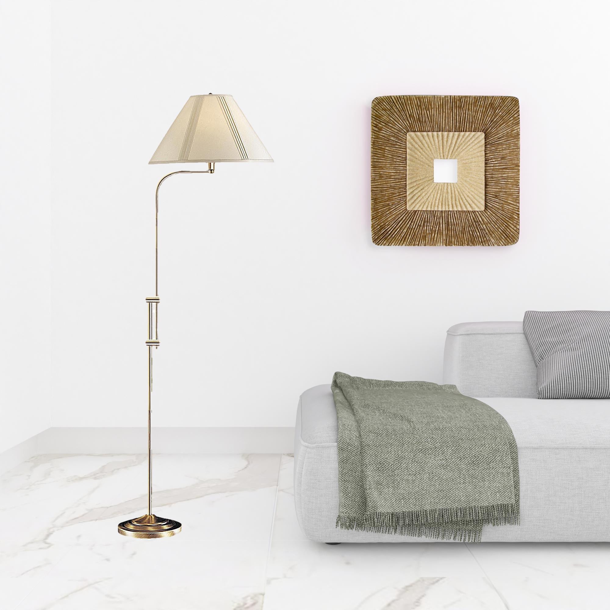 68 Bronze Adjustable Traditional Shaped Floor Lamp With Beige Empire Shade