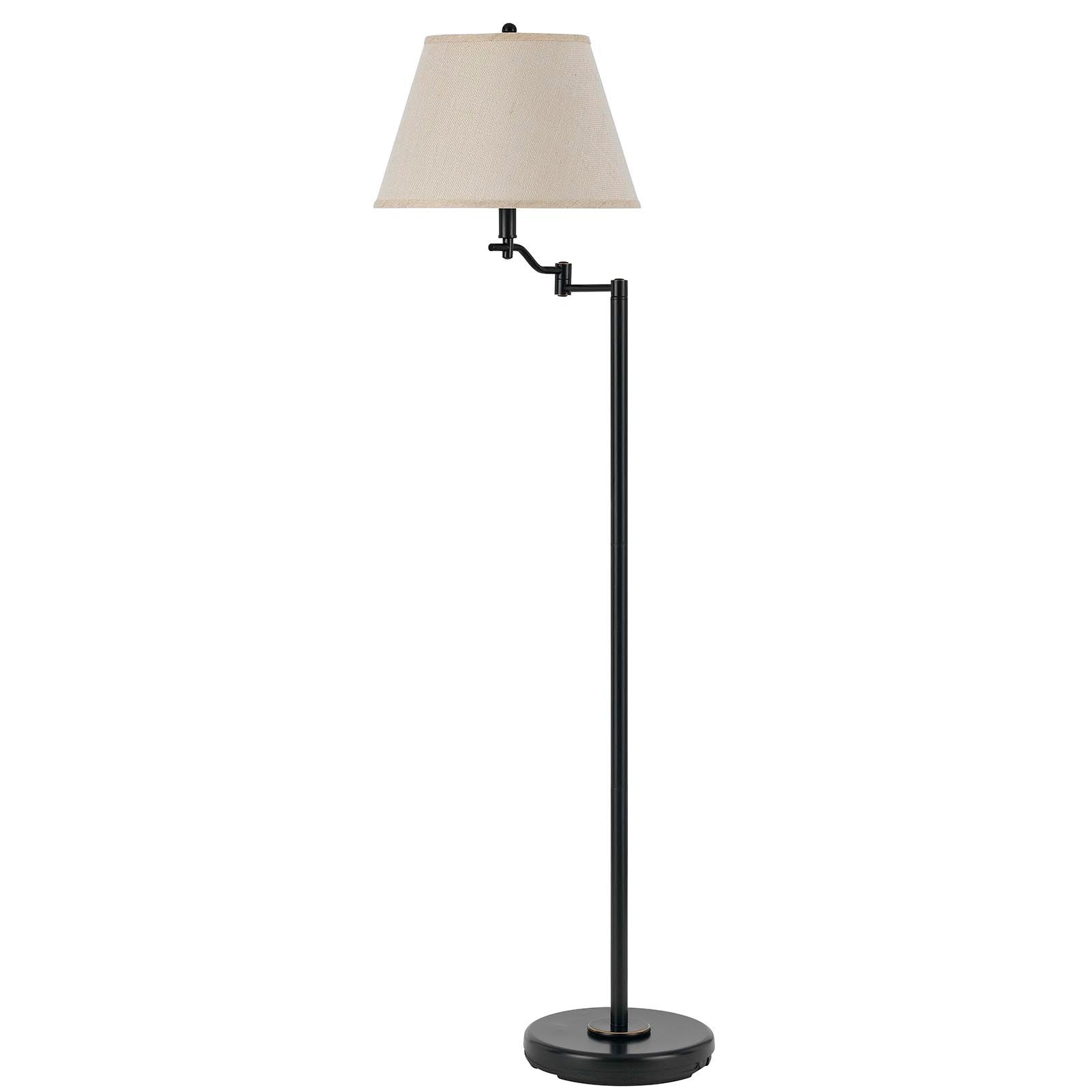 60 Bronze Swing Arm Floor Lamp With Beige Empire Shade