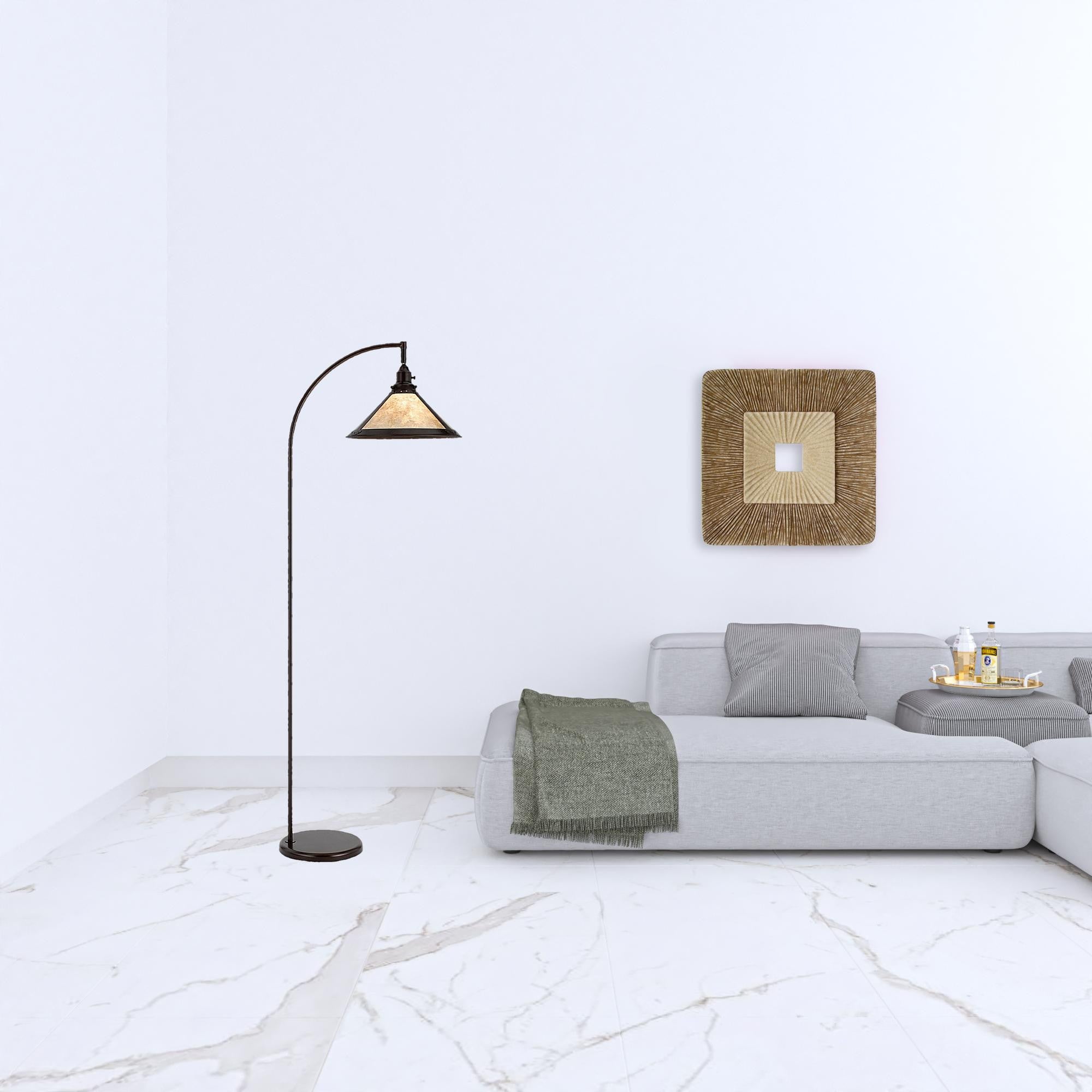 HomeRoots 65 in. Bronze Traditional Floor Lamp with White Empire Shade - Metal Construction