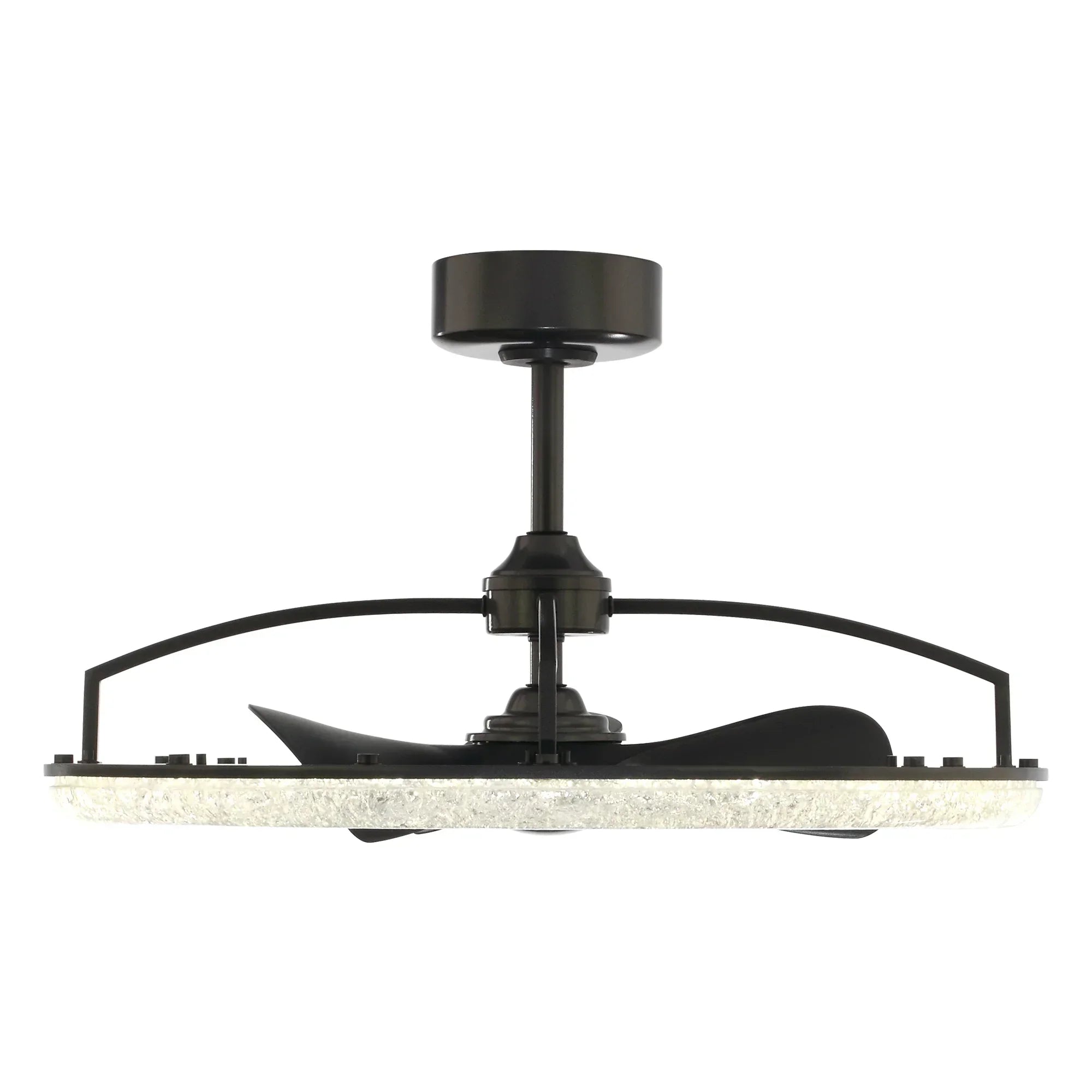 Perimost 32 Inch Black Downrod Mount Luxury Fandelier with Light and Remote Control