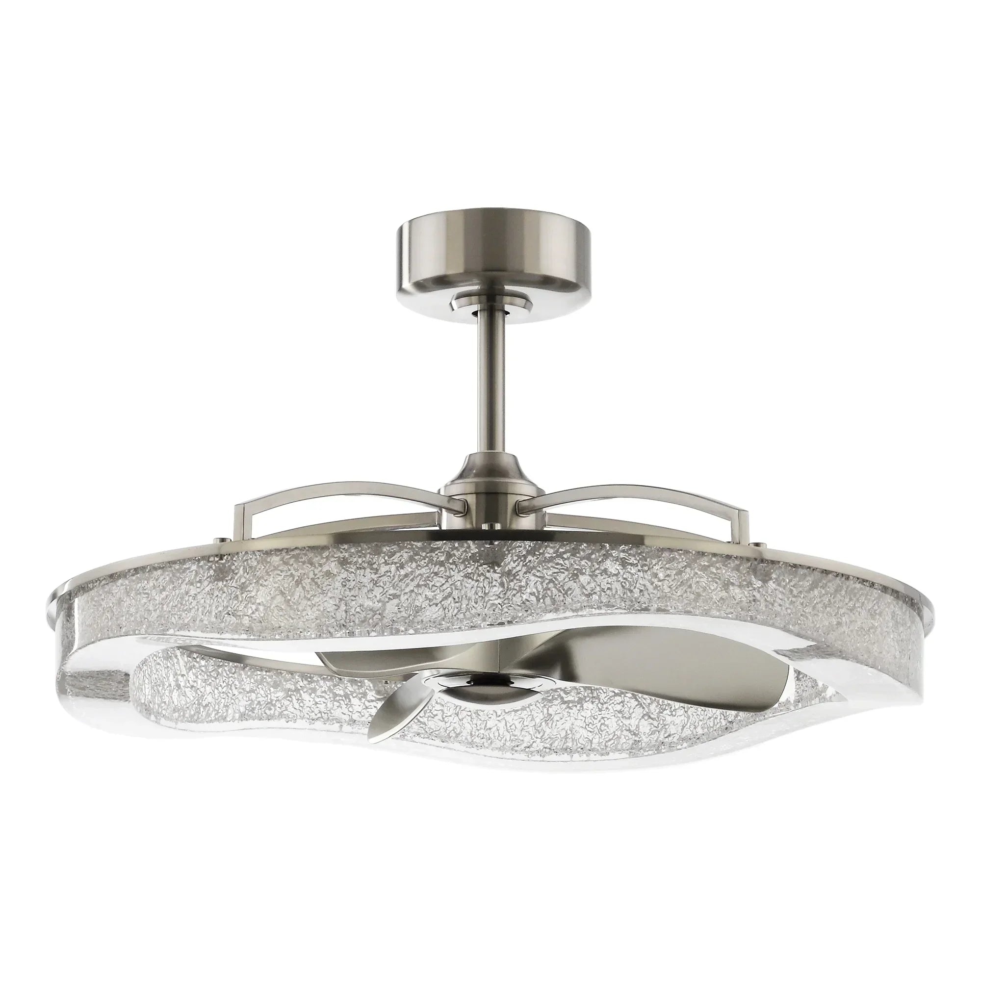 Perimost 33 Inch Satin Nickel Downrod Mount Luxury Fandelier with Light and Remote Control