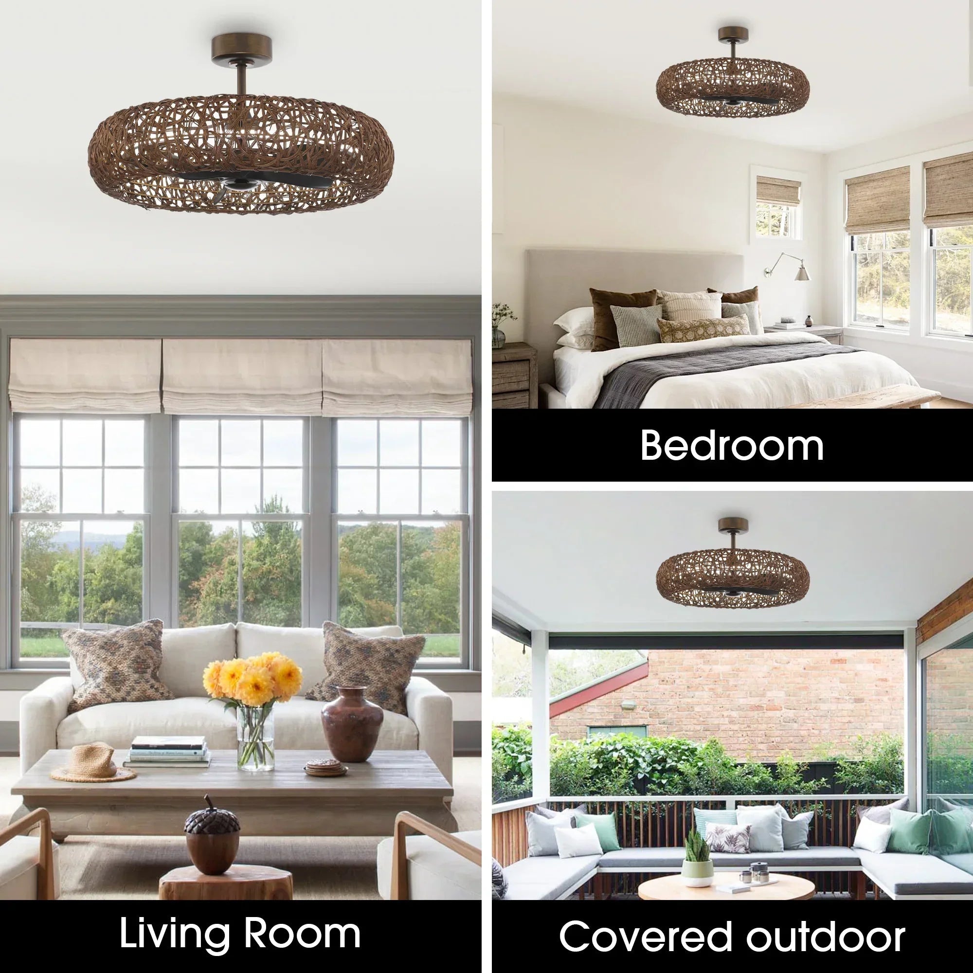Perimost 35 Inch Golden Bronze Downrod Mount Luxury Fandelier with Light and Remote Control