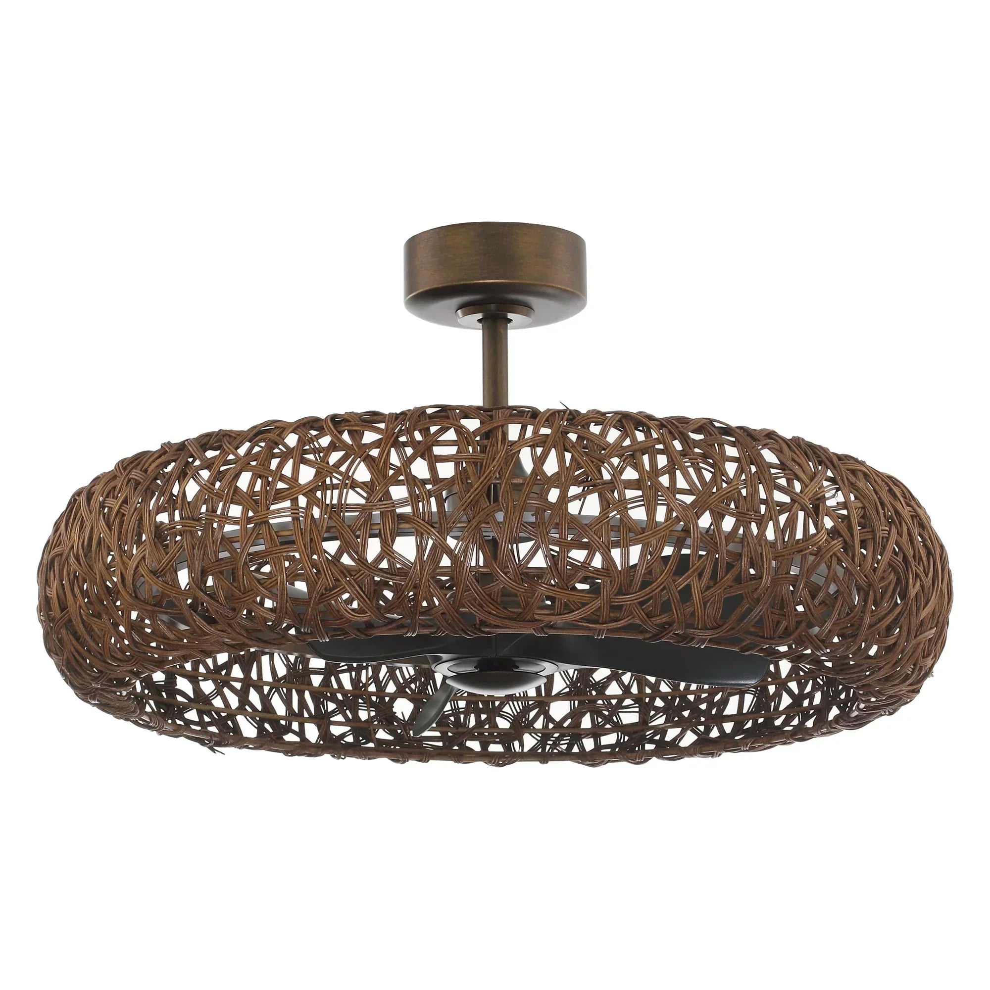 Perimost 35 Inch Golden Bronze Downrod Mount Luxury Fandelier with Light and Remote Control