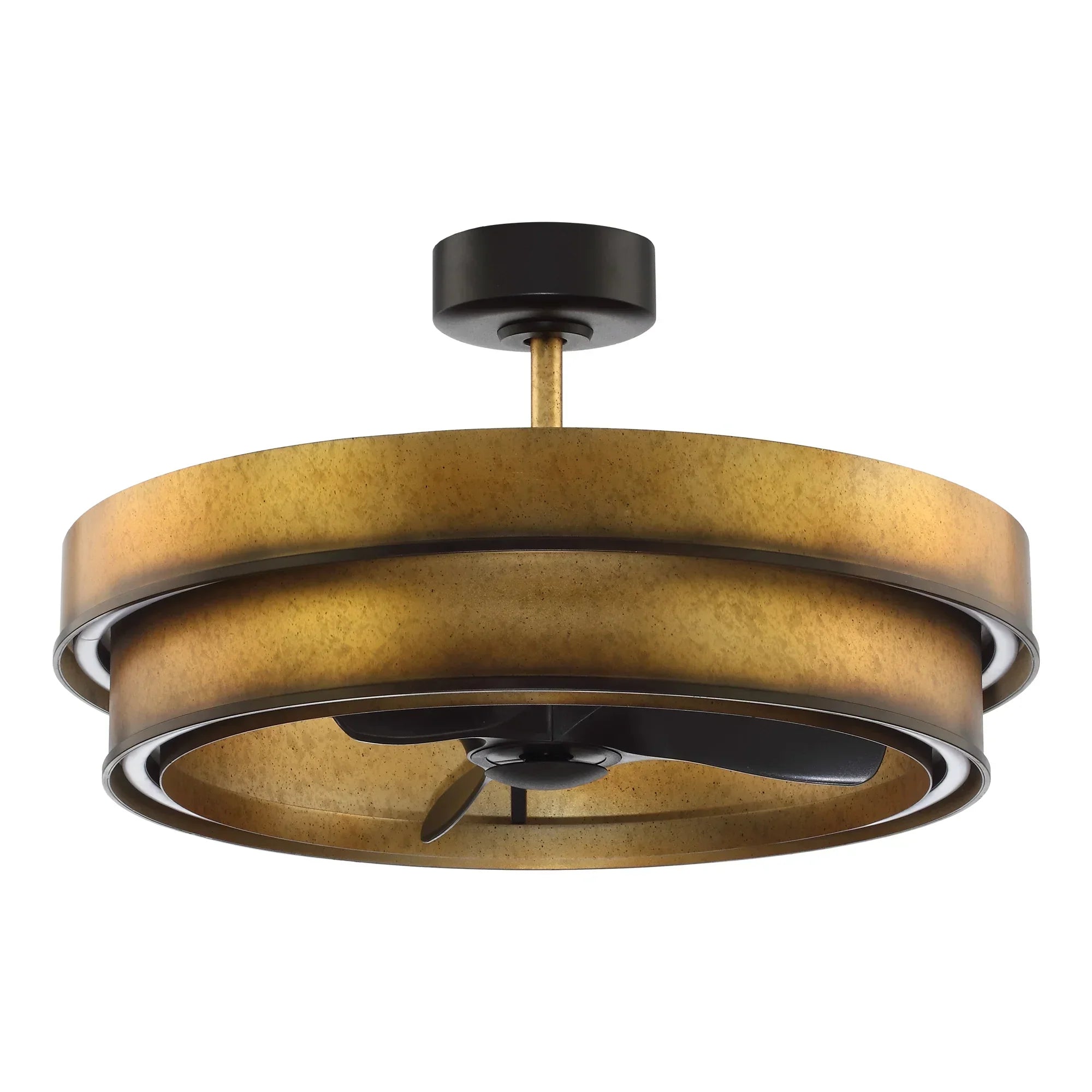 Perimost 32 Inch Eartha Antique Bronze Downrod Mount Luxury Fandelier with Light and Remote Control
