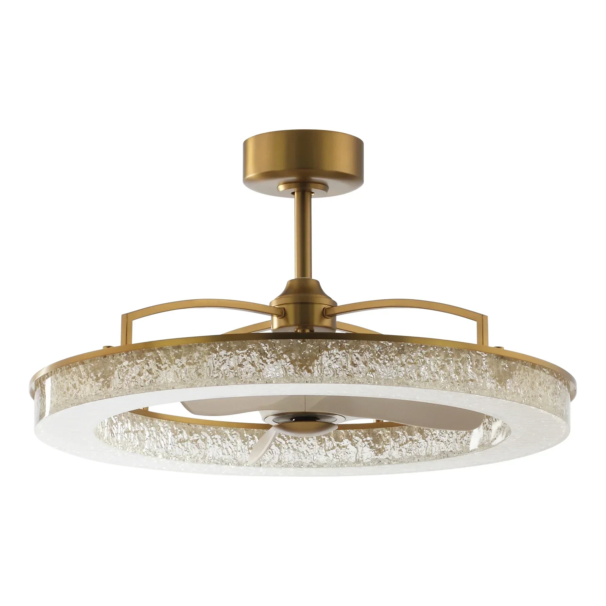 Perimost 32 Inch Andrea Electroplated Golden Luxury LED Fandelier with Remote Control