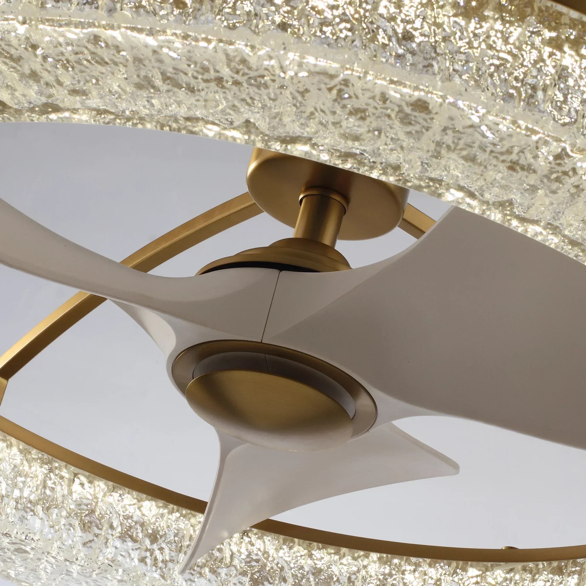 Perimost 32 Inch Andrea Electroplated Golden Luxury LED Fandelier with Remote Control