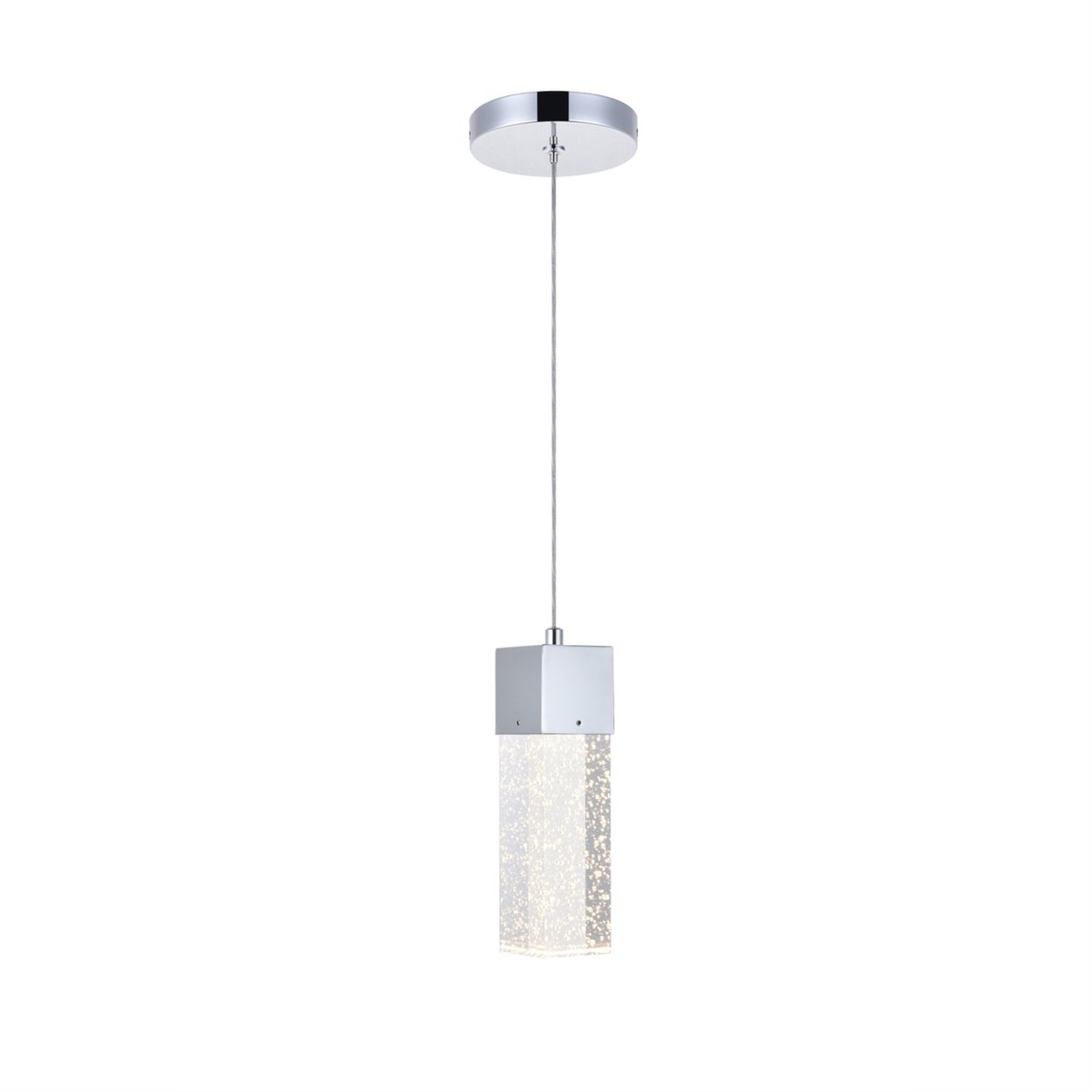 Elegant Lighting LED Pendant Light, Chrome, Glass, 5inL x 5inW x 9inH, Model 5300D4C