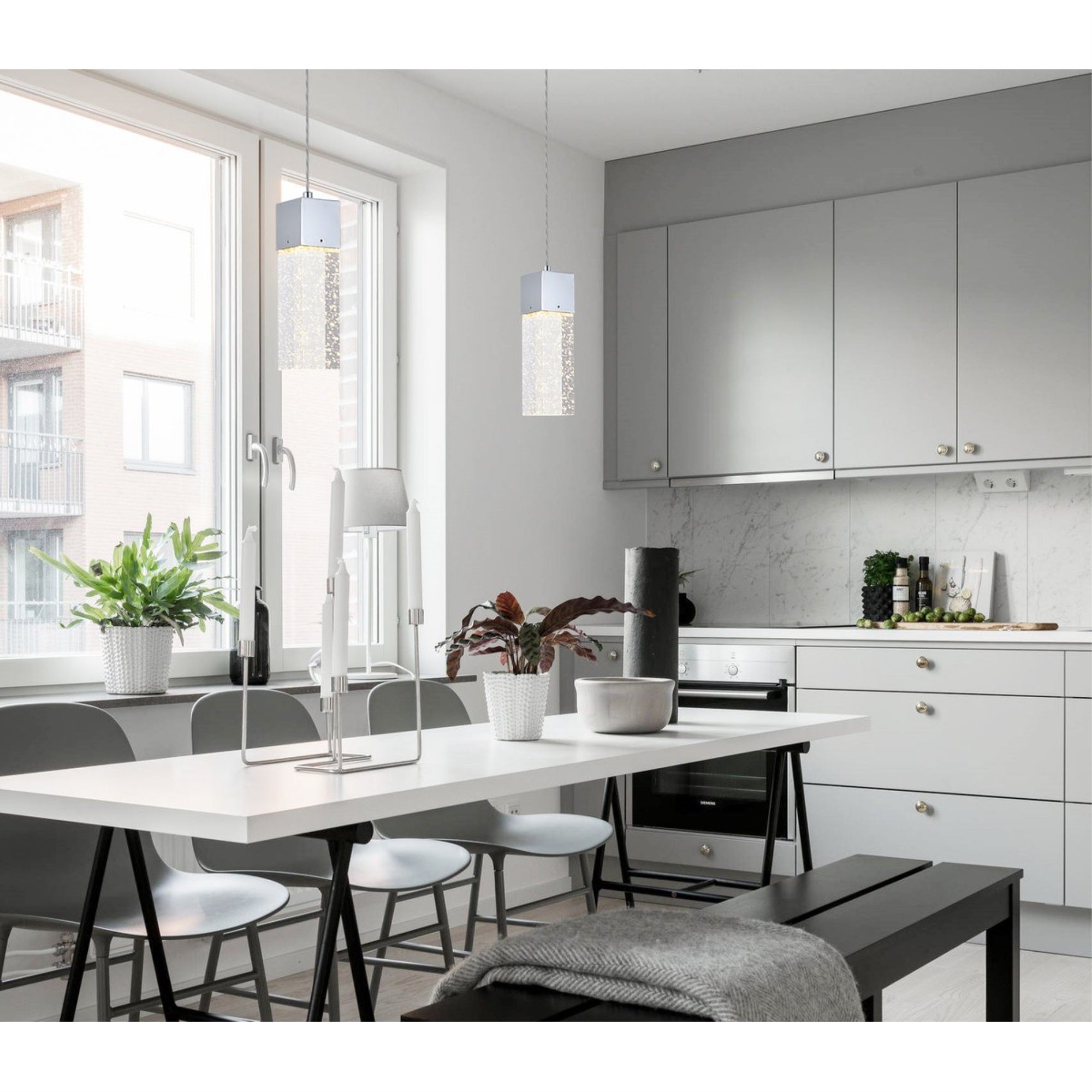 Elegant Lighting LED Pendant Light, Chrome, Glass, 5inL x 5inW x 9inH, Model 5300D4C