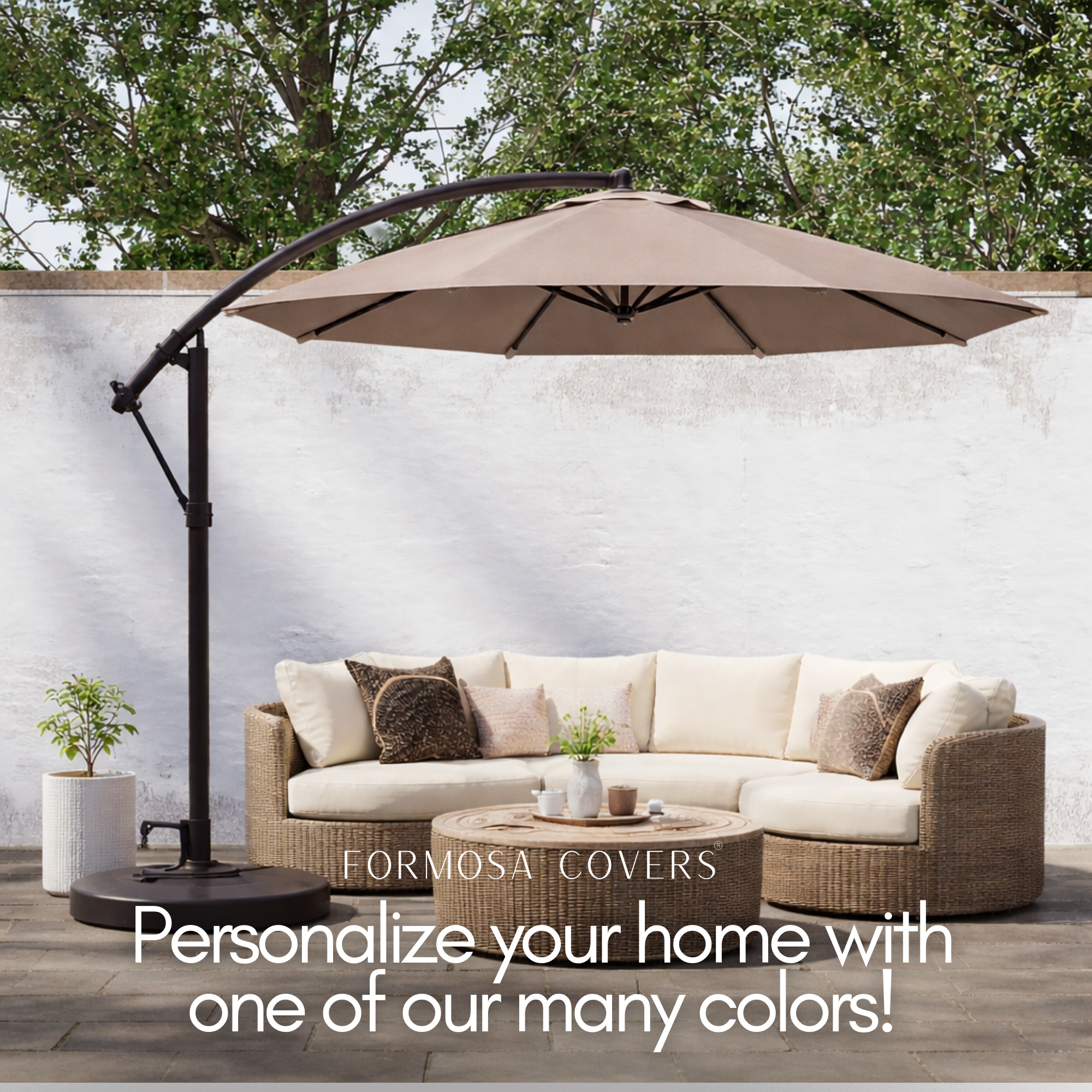 9ft Cantilever Hanging Umbrella 8 Rib Replacement Canopy Taupe