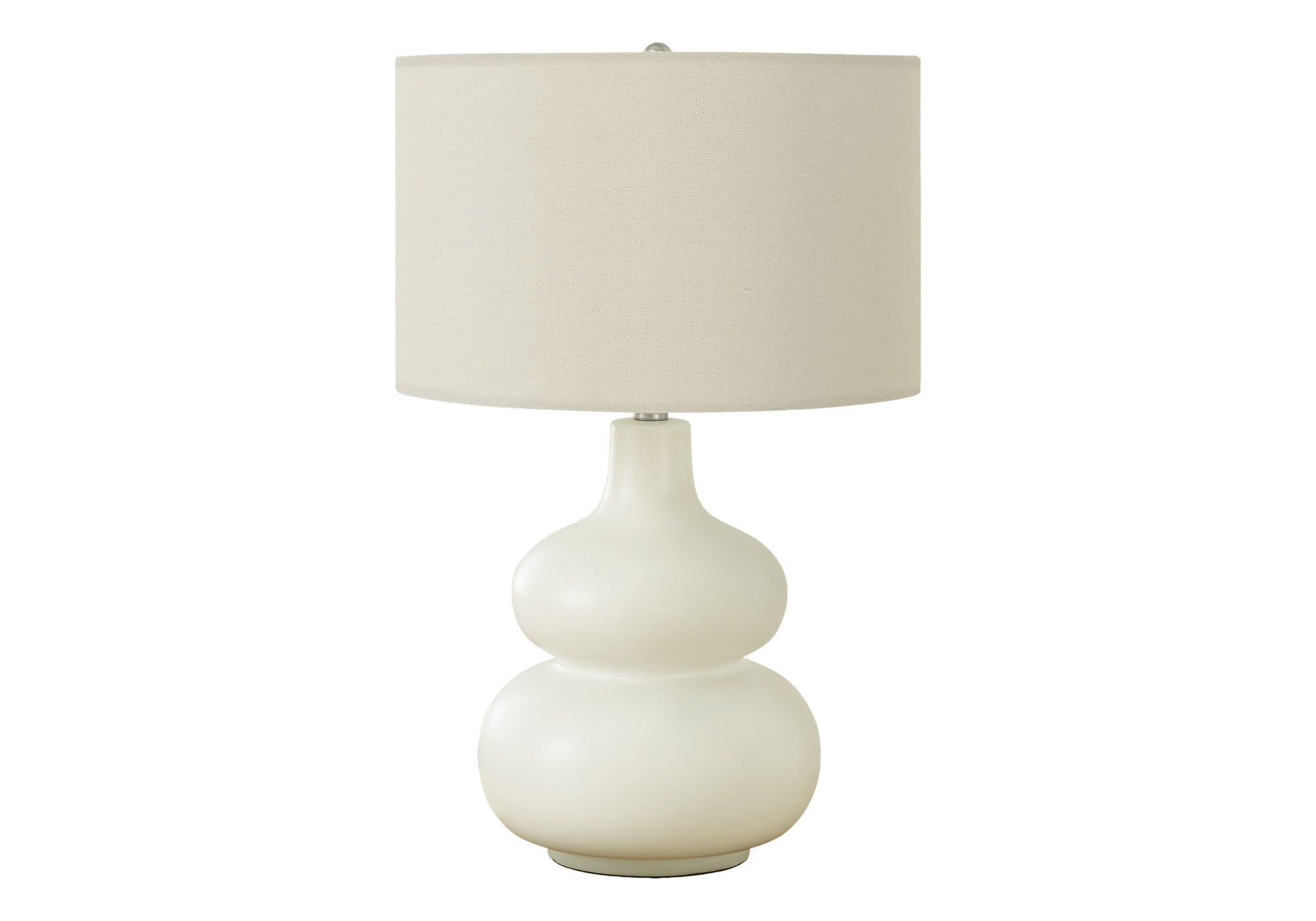 25'' Cream Ceramic Gourd Table Lamp With Cream Drum Shade