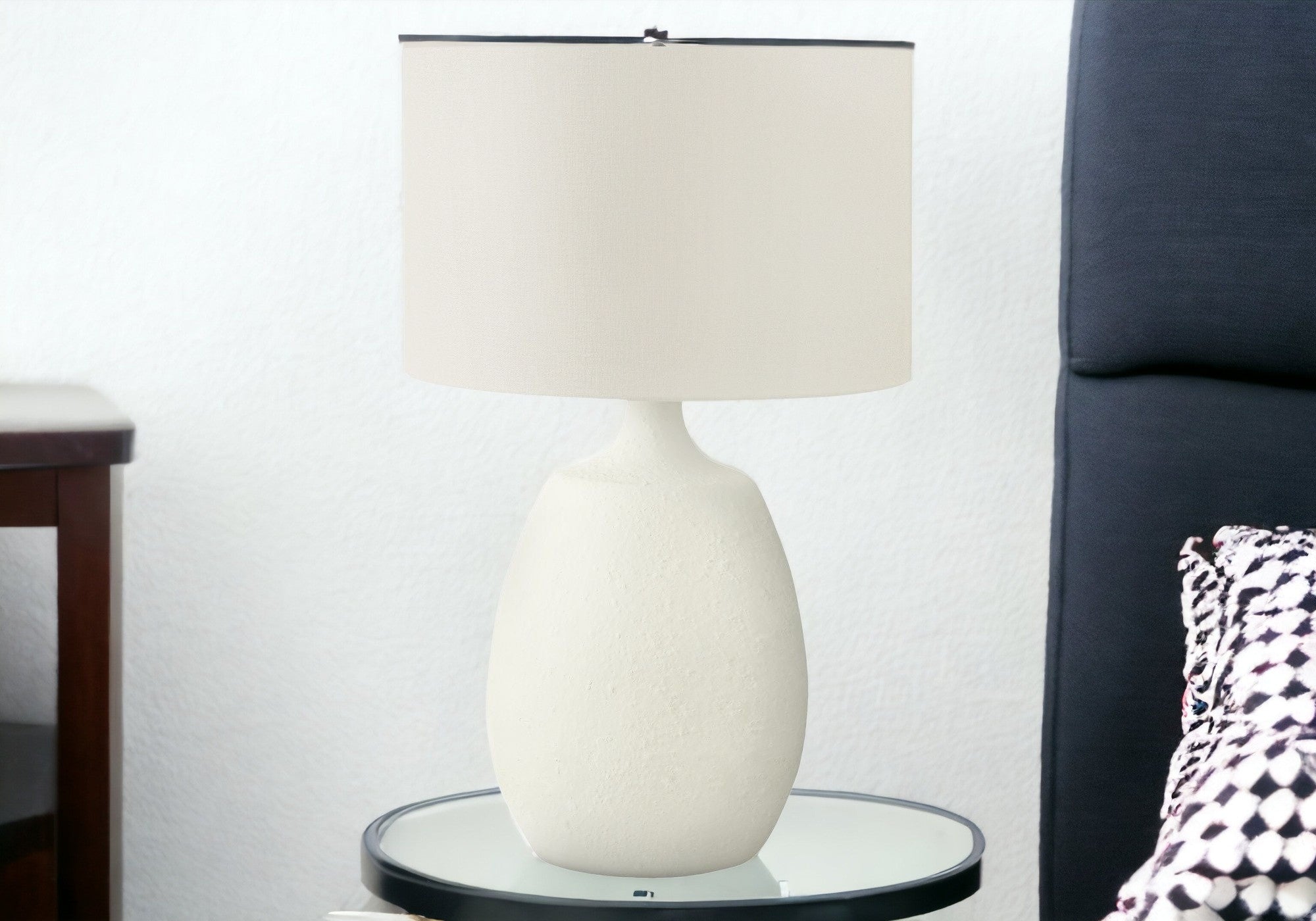 26'' Cream Gourd Table Lamp With Cream Drum Shade