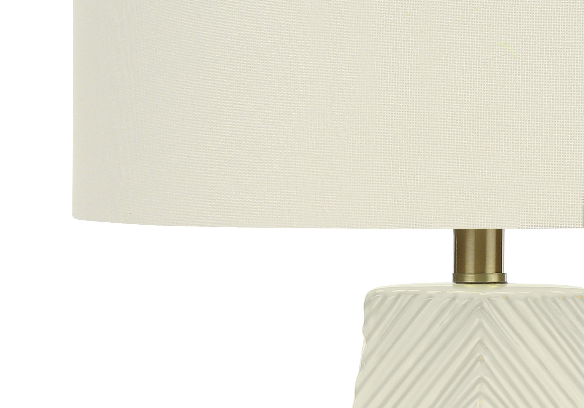 29'' White Ceramic Geometric Table Lamp With Ivory Drum Shade