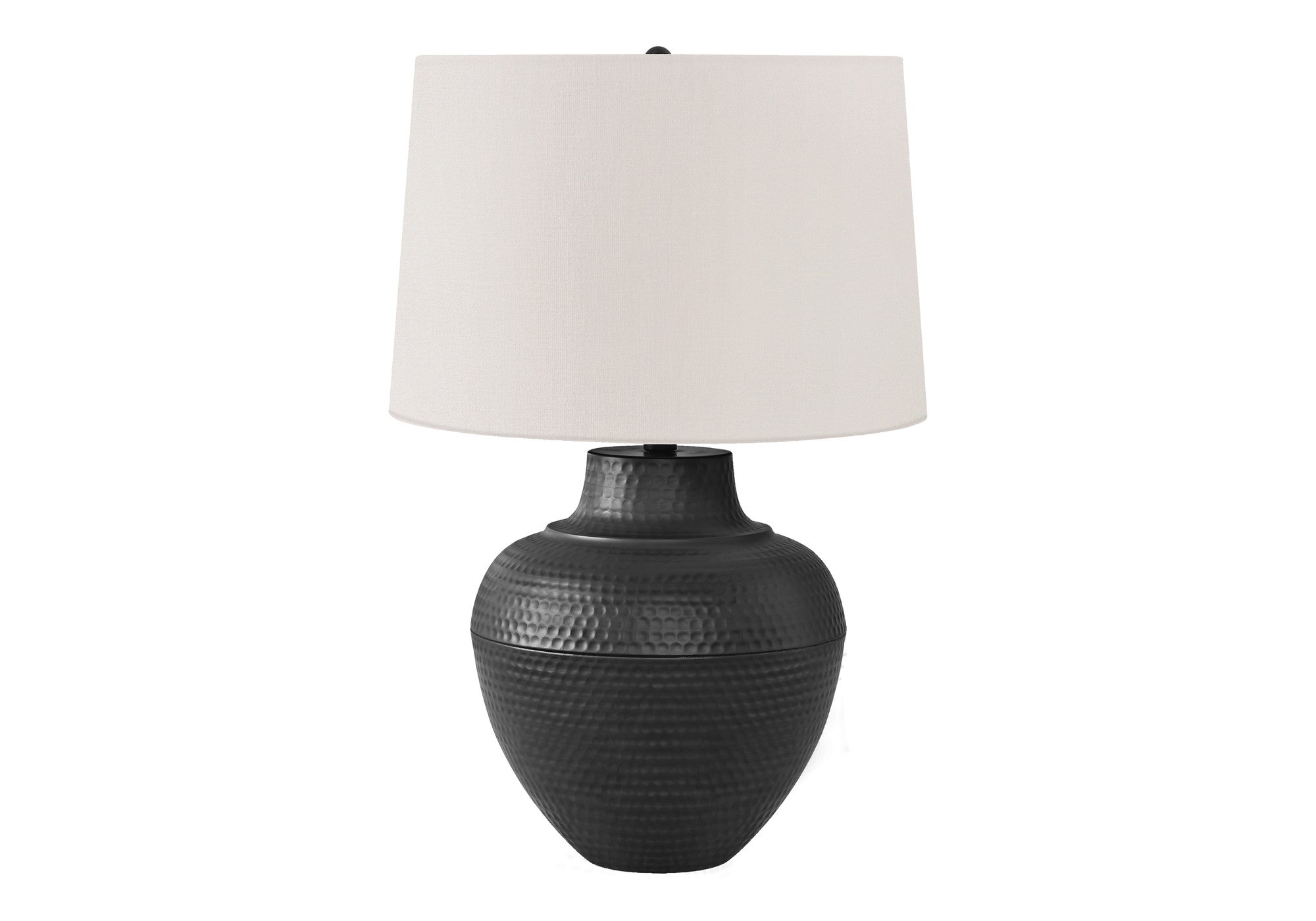 26'' Black Metal Urn Table Lamp With Cream Empire Shade