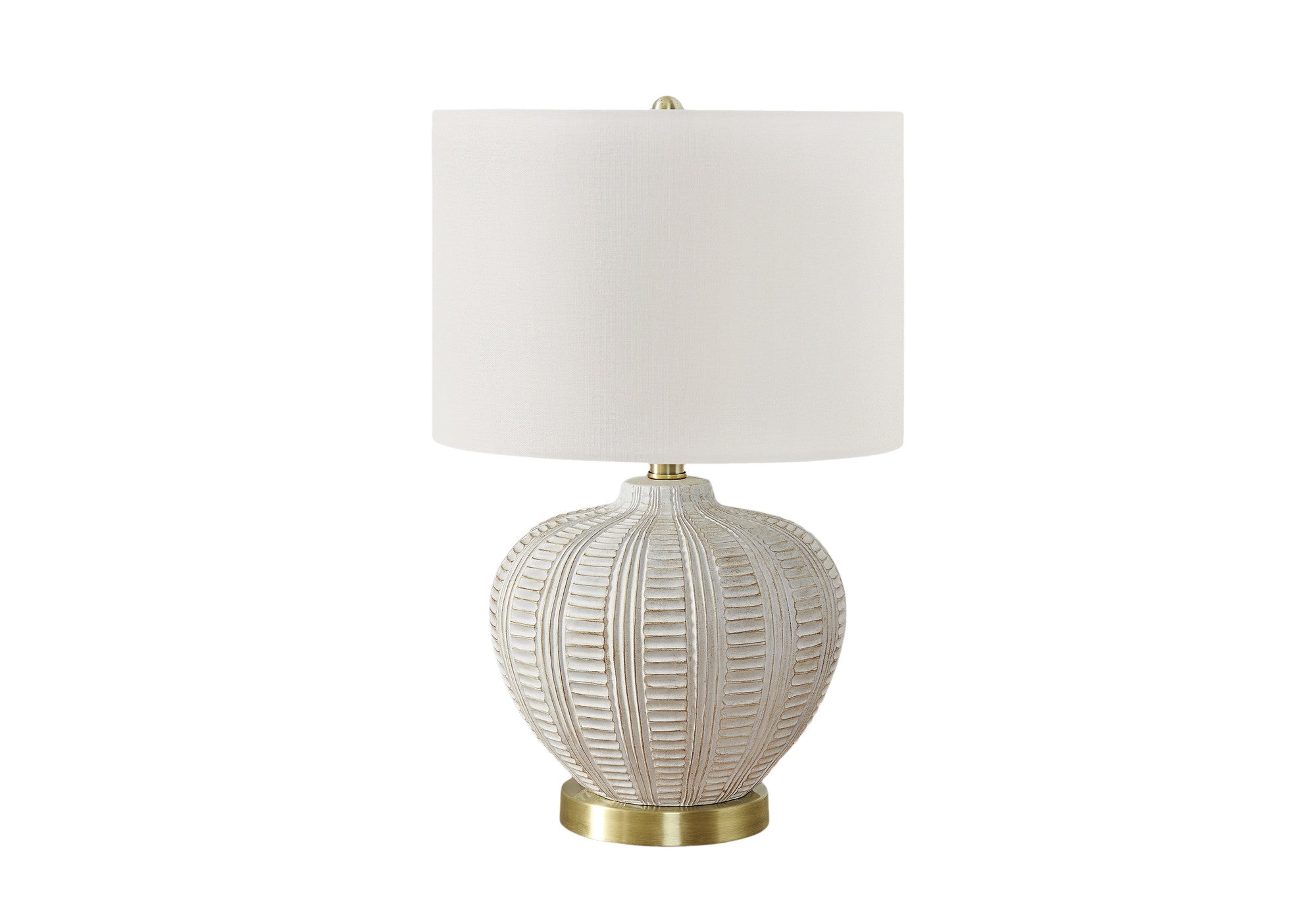 21'' Gold And White Urn Table Lamp With Ivory Drum Shade