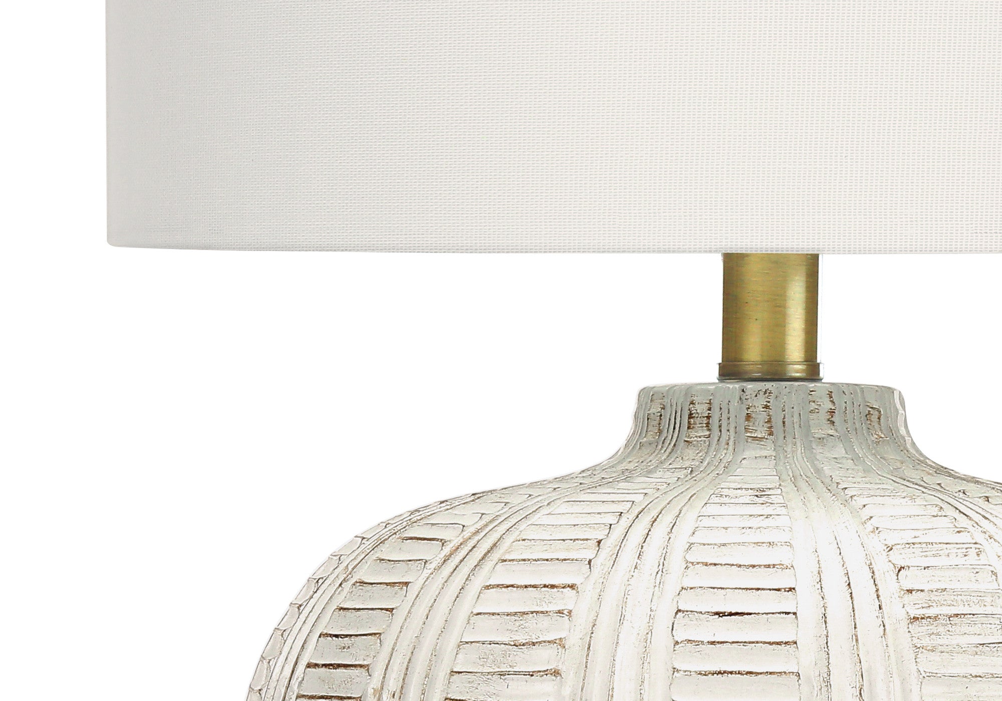 21'' Gold And White Urn Table Lamp With Ivory Drum Shade