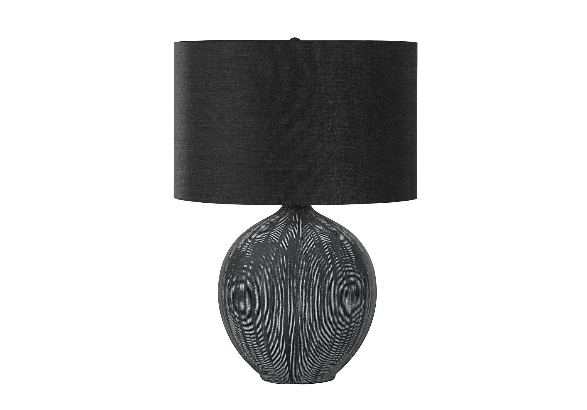 23'' Black Ceramic Round Table Lamp With Black Drum Shade