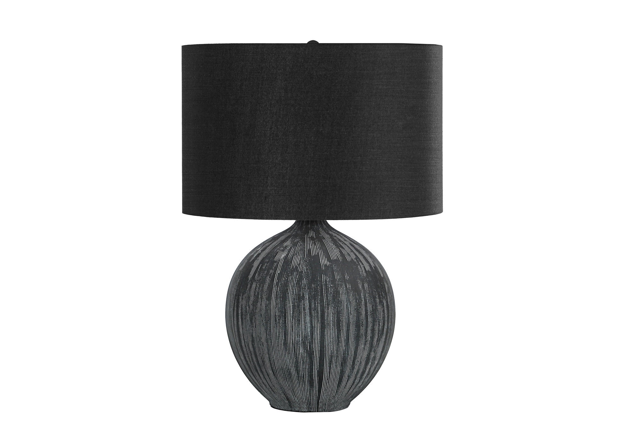 23'' Black Ceramic Round Table Lamp With Black Drum Shade