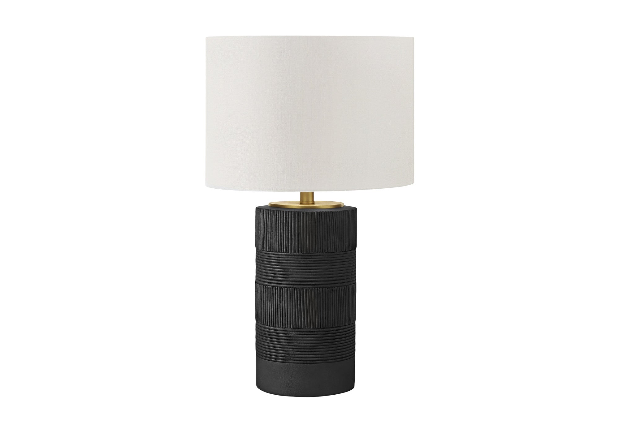 24'' Black Cylinder Table Lamp With Ivory Drum Shade
