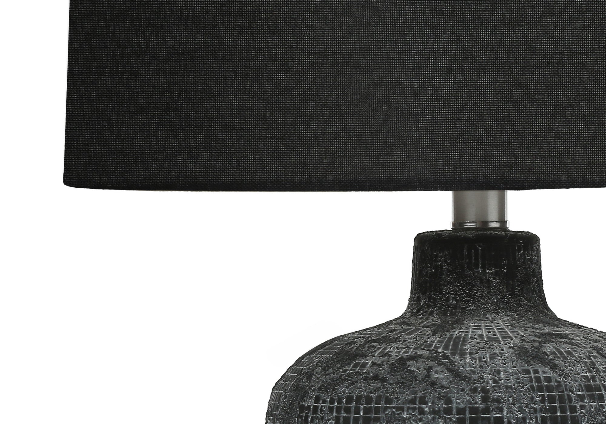 24'' Black Ceramic Round Table Lamp With Black Drum Shade