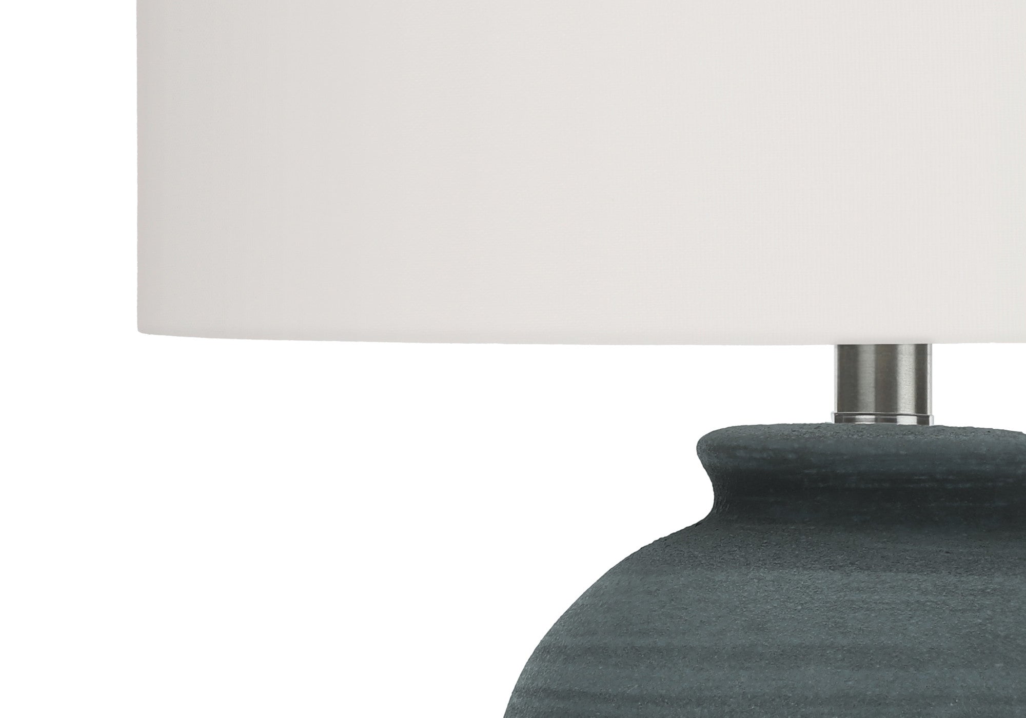 24'' Blue And Silver Ceramic Round Table Lamp With Ivory Drum Shade