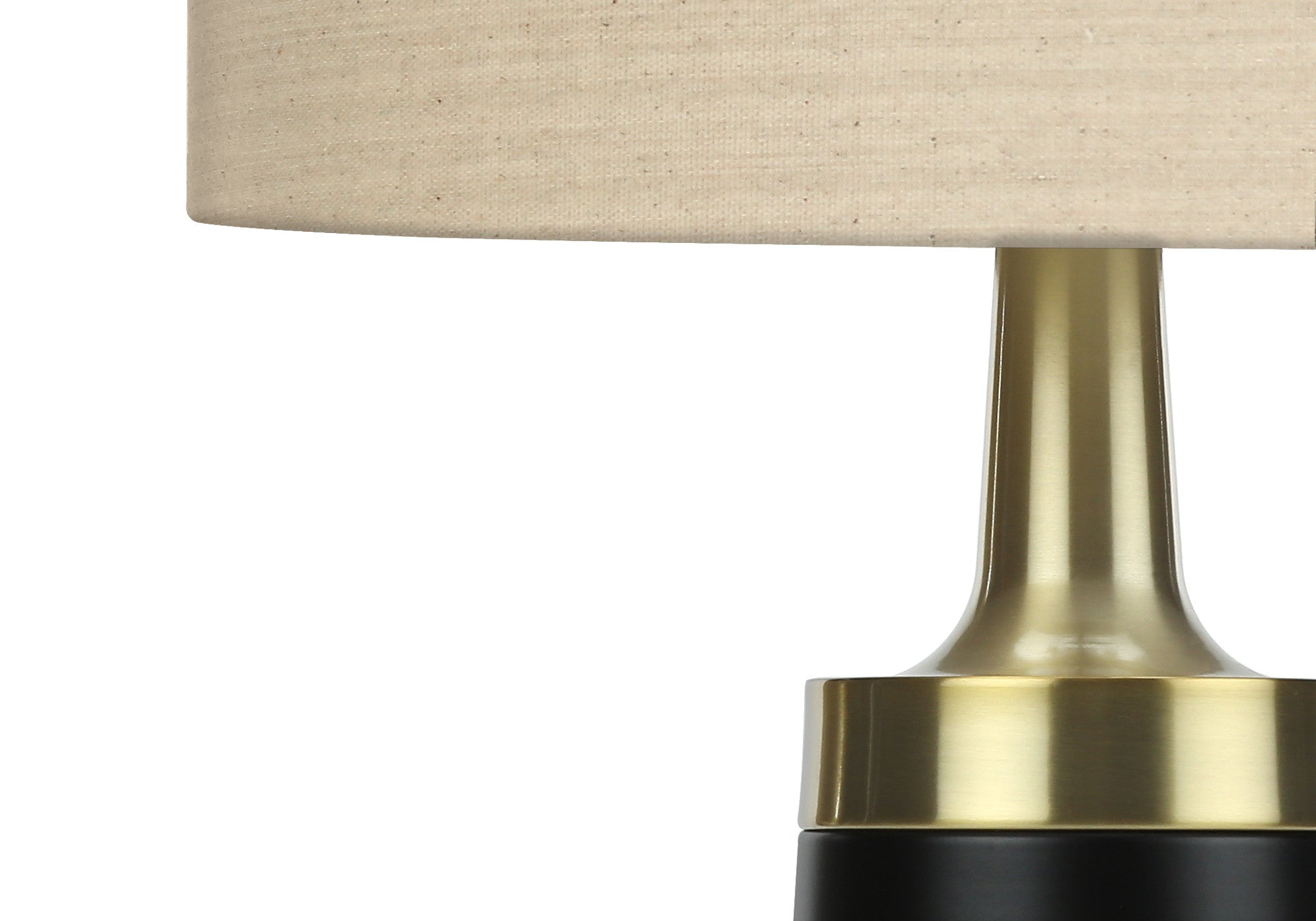 28'' Black And Gold Metal Cylinder Table Lamp With Beige Drum Shade