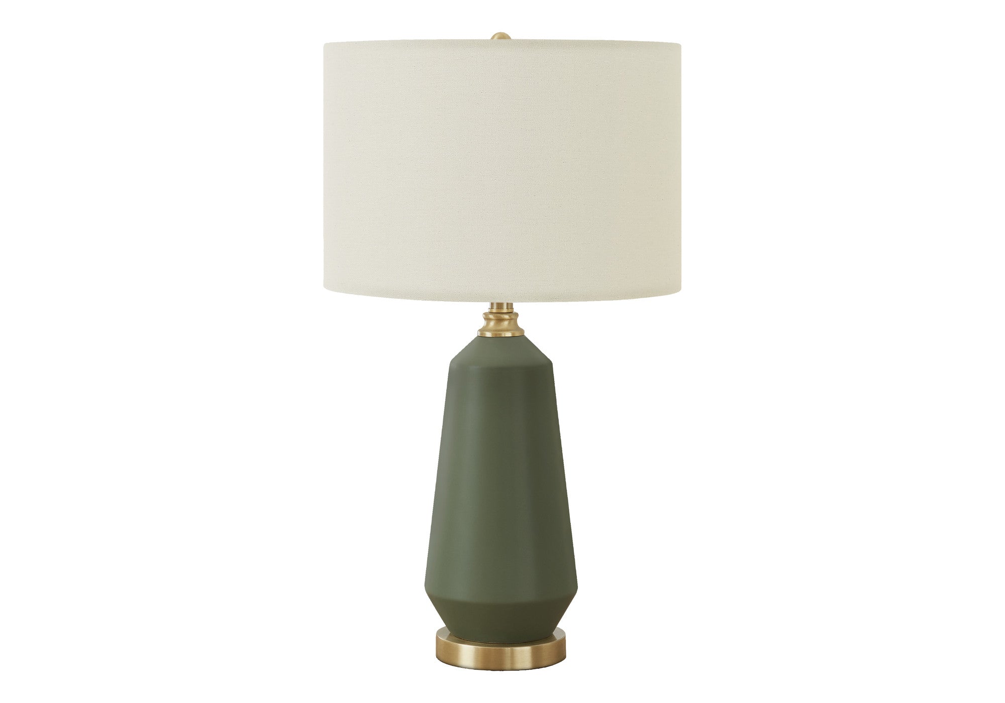 26'' Green Ceramic Geometric Table Lamp With Ivory Drum Shade