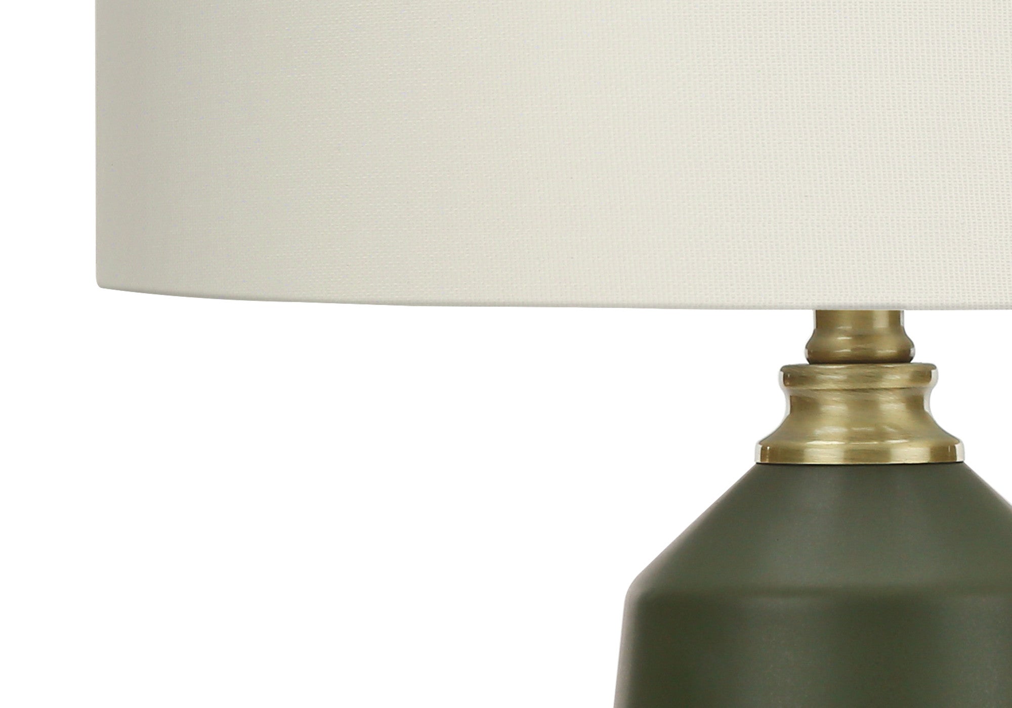 26'' Green Ceramic Geometric Table Lamp With Ivory Drum Shade