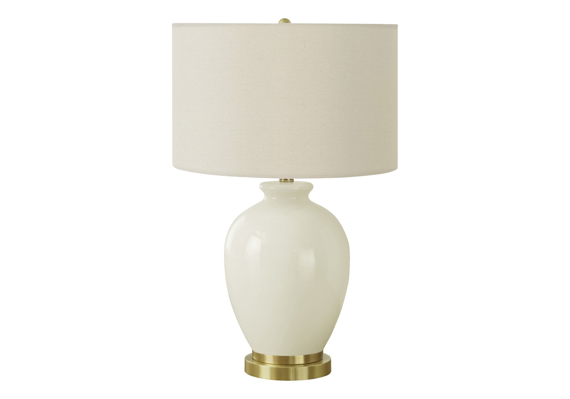 26'' Gold And Ivory Ceramic Urn Table Lamp With Cream Drum Shade