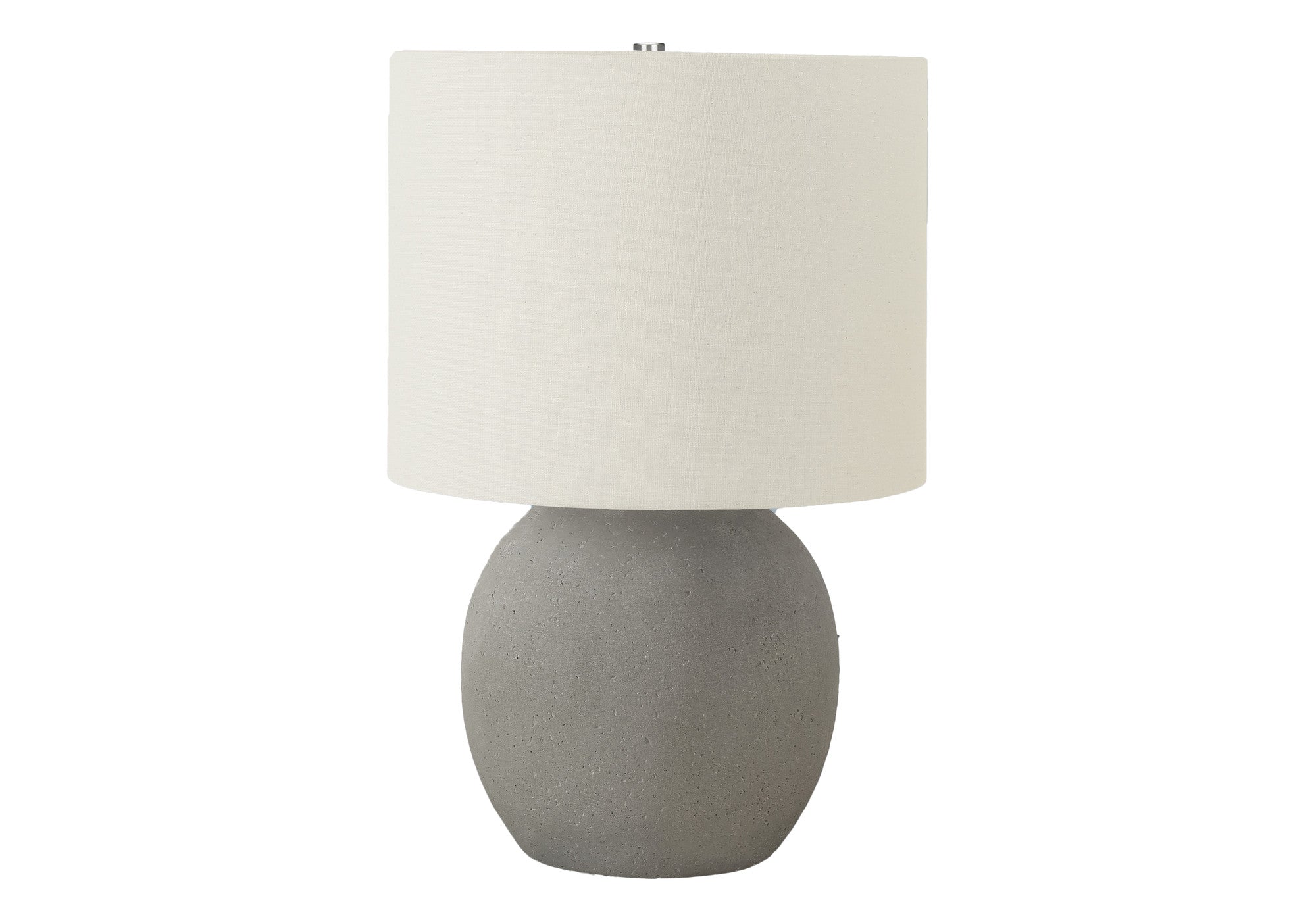 20'' Gray Concrete Round Table Lamp With Ivory Drum Shade