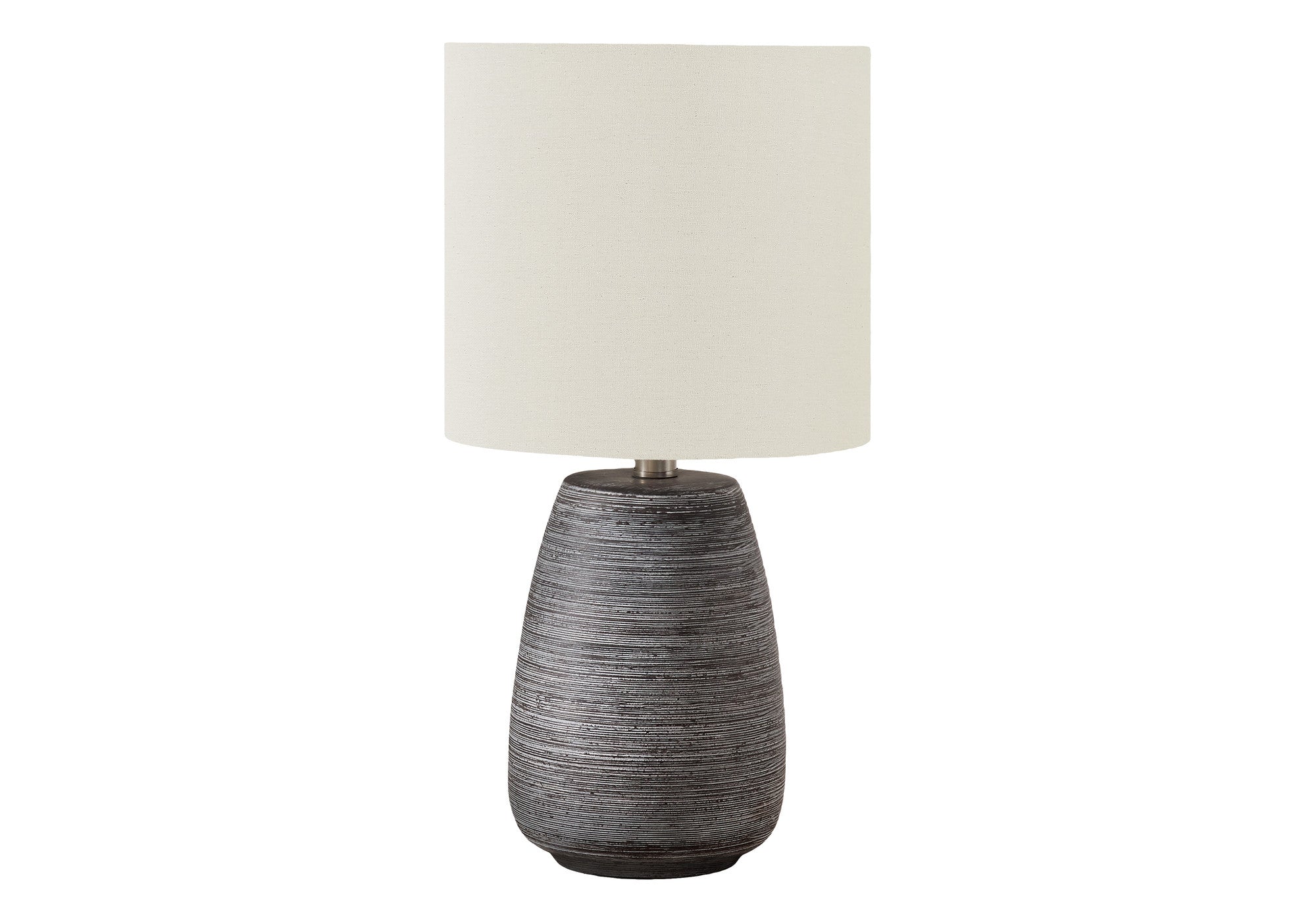 19'' Gray Ceramic Round Table Lamp With Ivory Drum Shade