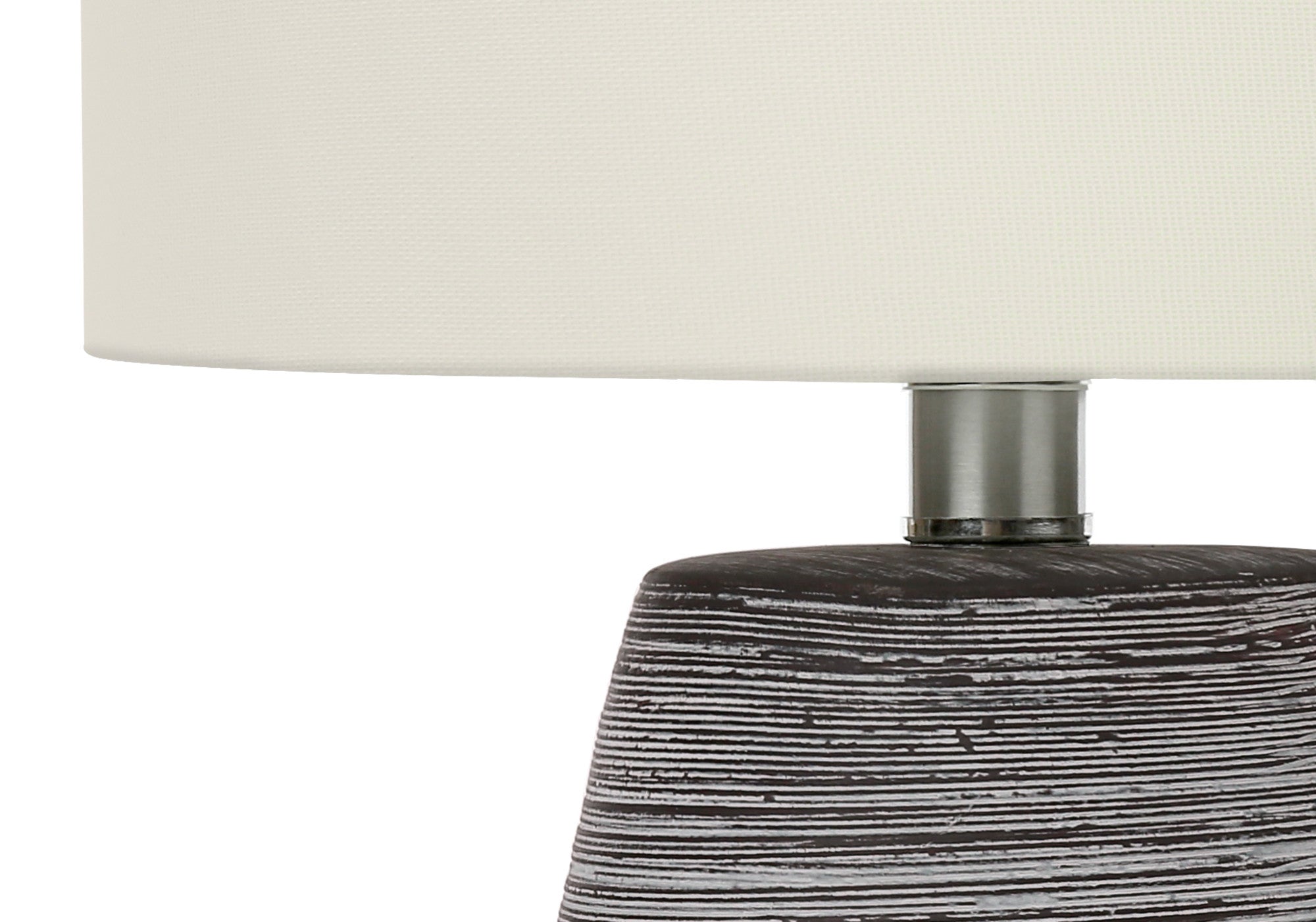 19'' Gray Ceramic Round Table Lamp With Ivory Drum Shade