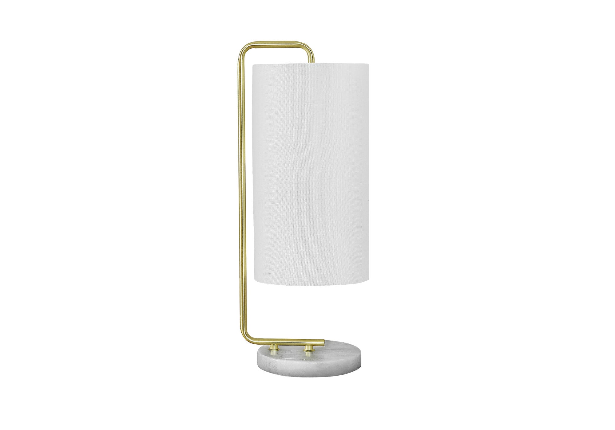 20'' Gold And White Marble Round Arched Table Lamp With Ivory Drum Shade