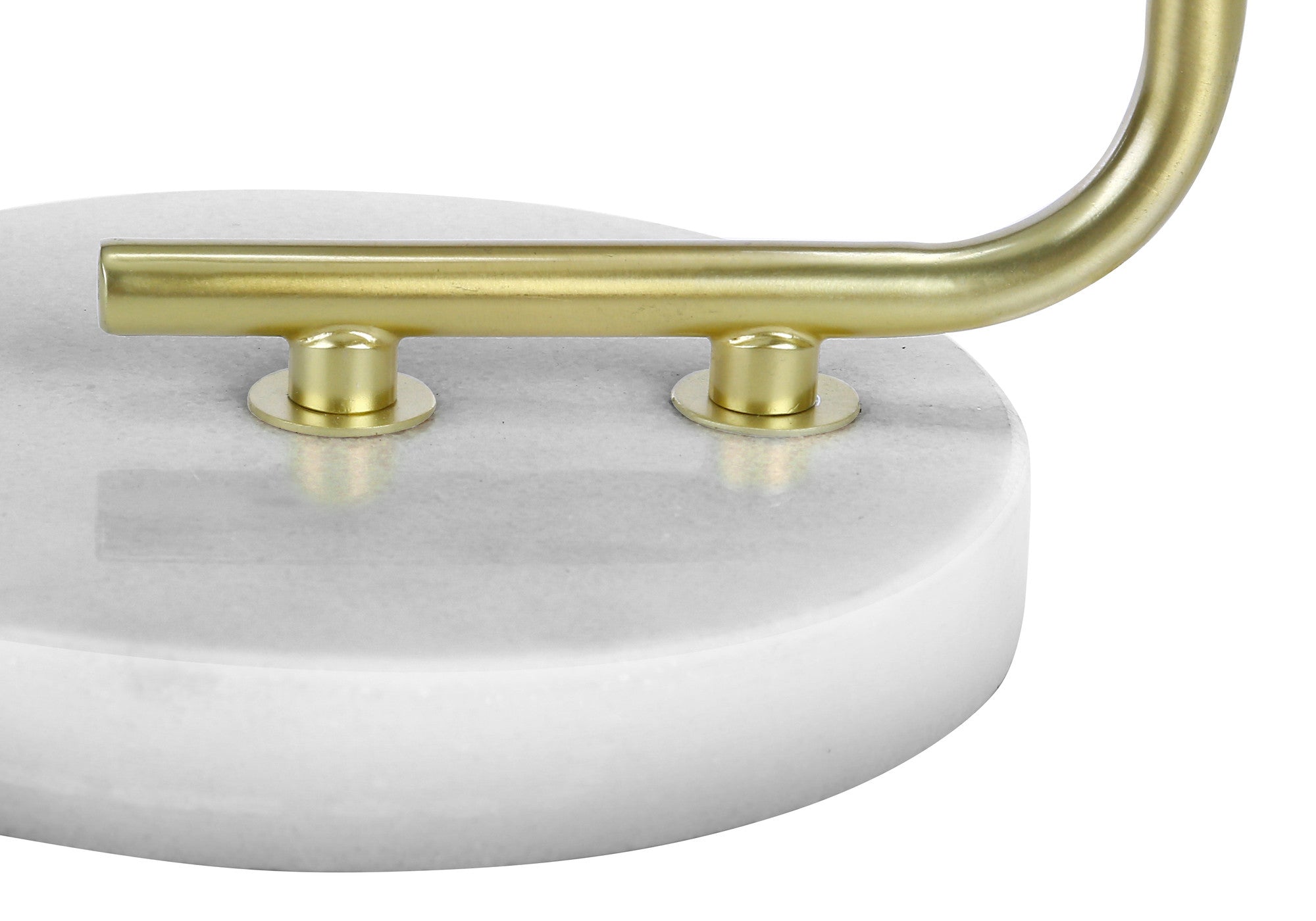 20'' Gold And White Marble Round Arched Table Lamp With Ivory Drum Shade