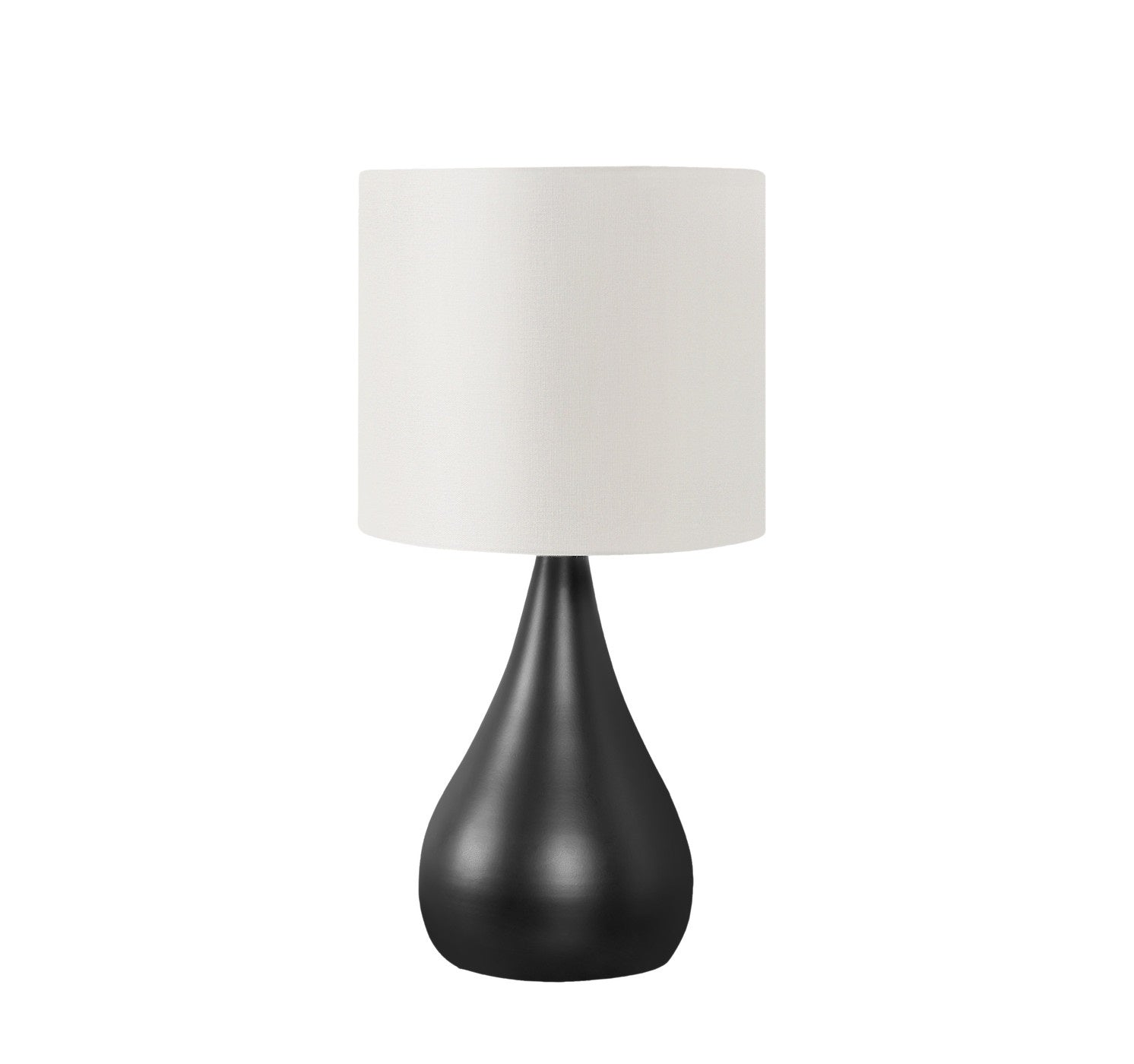 Set Of Two 18'' Black Metal Round Table Lamps With Ivory Drum Shade