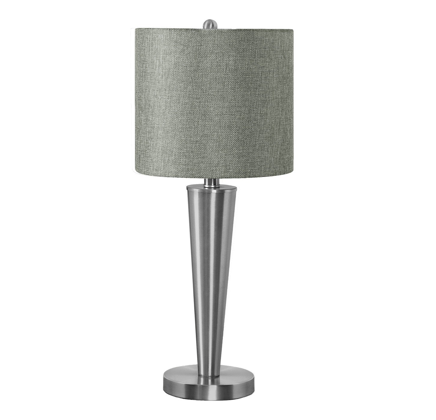 Set Of Two 24'' Silver Metal Candlestick Usb Table Lamps With Gray Drum Shade