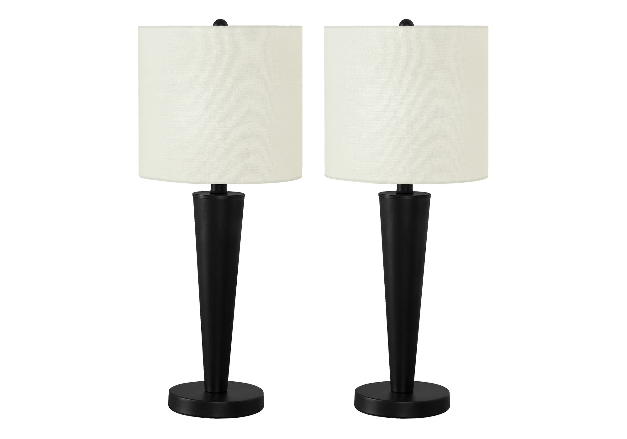 Set Of Two 24'' Black Metal Candlestick Usb Table Lamps With Ivory Drum Shade