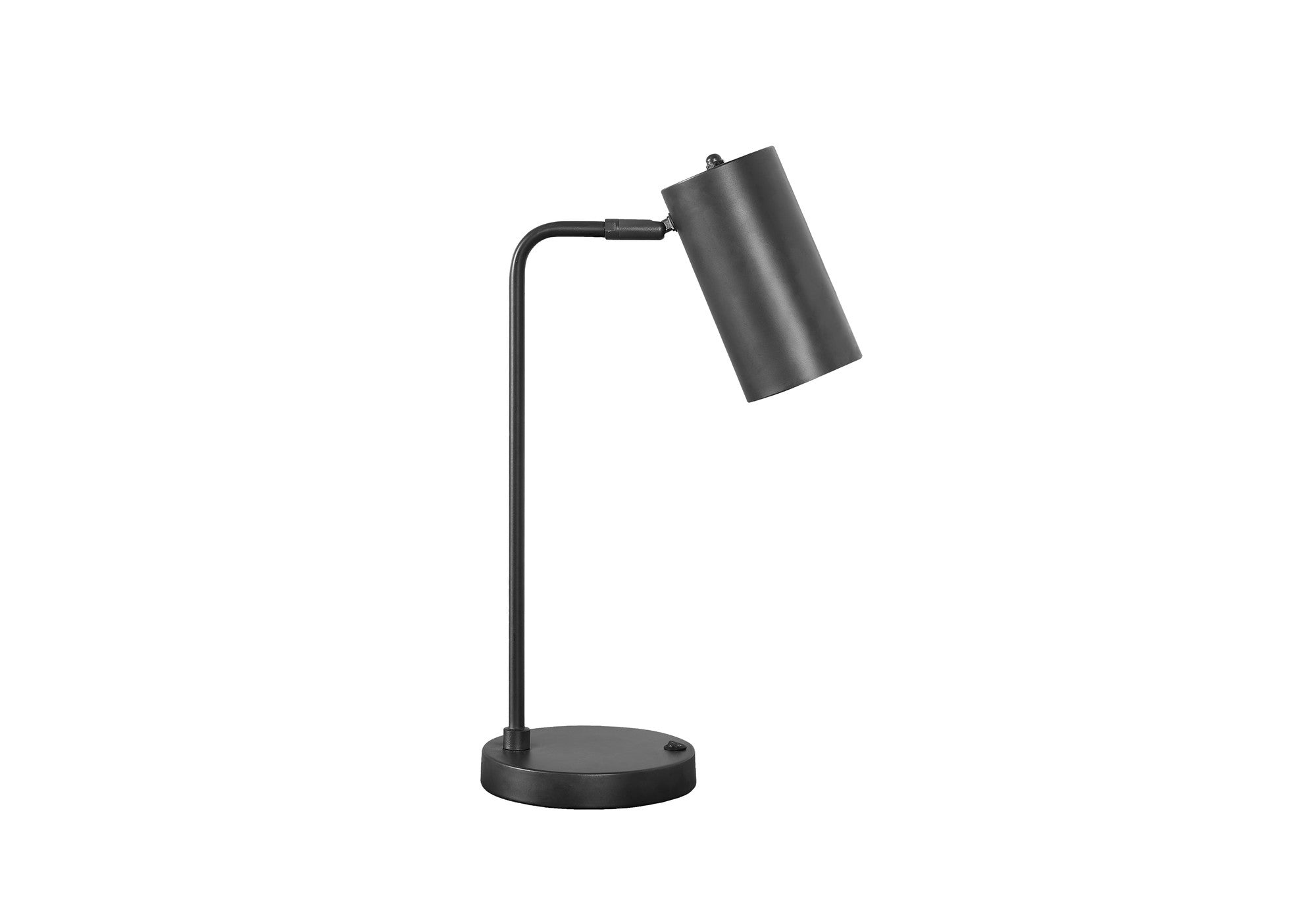 18'' Gray Metal Round Usb Table Lamp With Gray Cylinder Shade