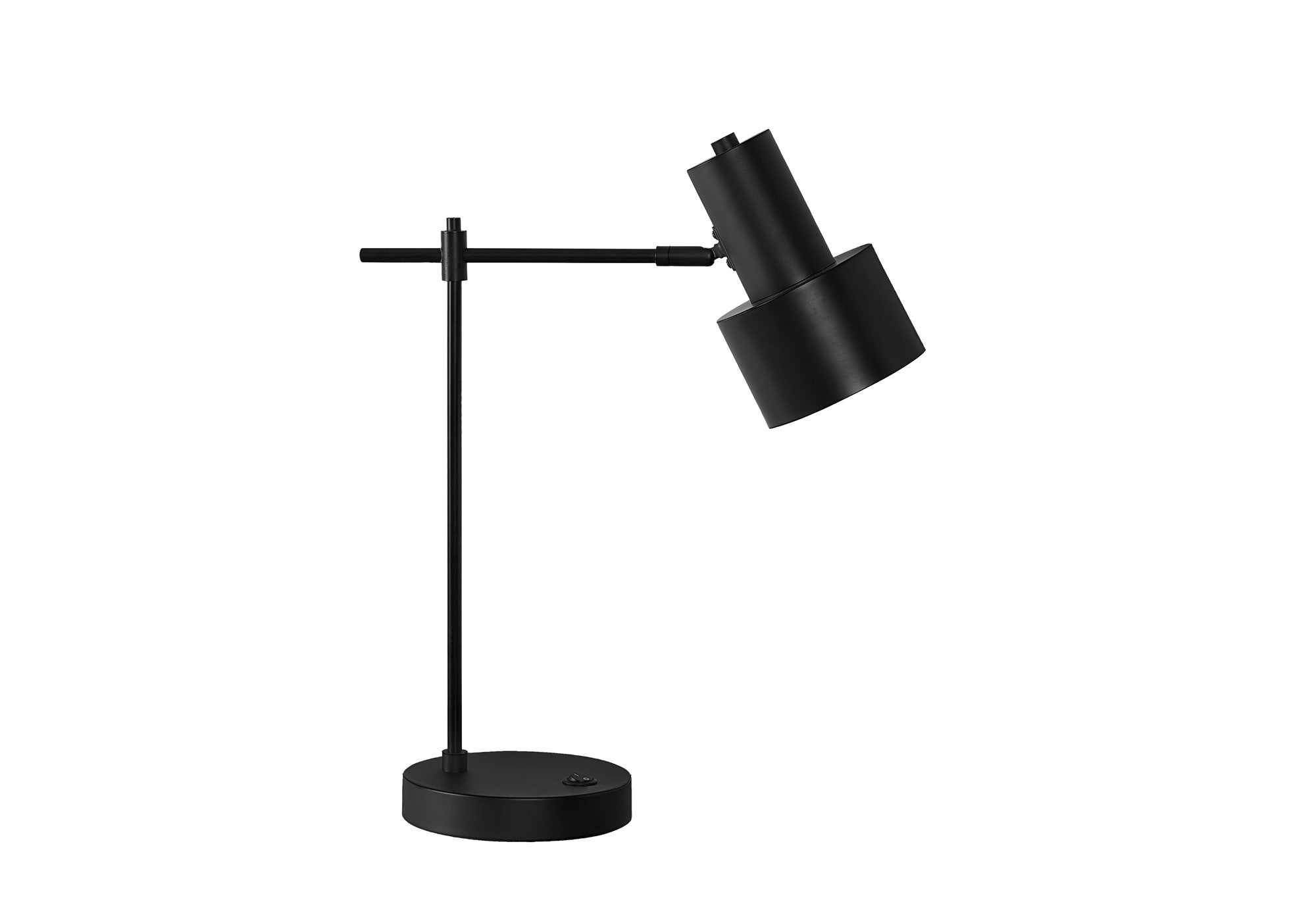 21'' Black Metal Round Usb Table Lamp With Black Drum Shade