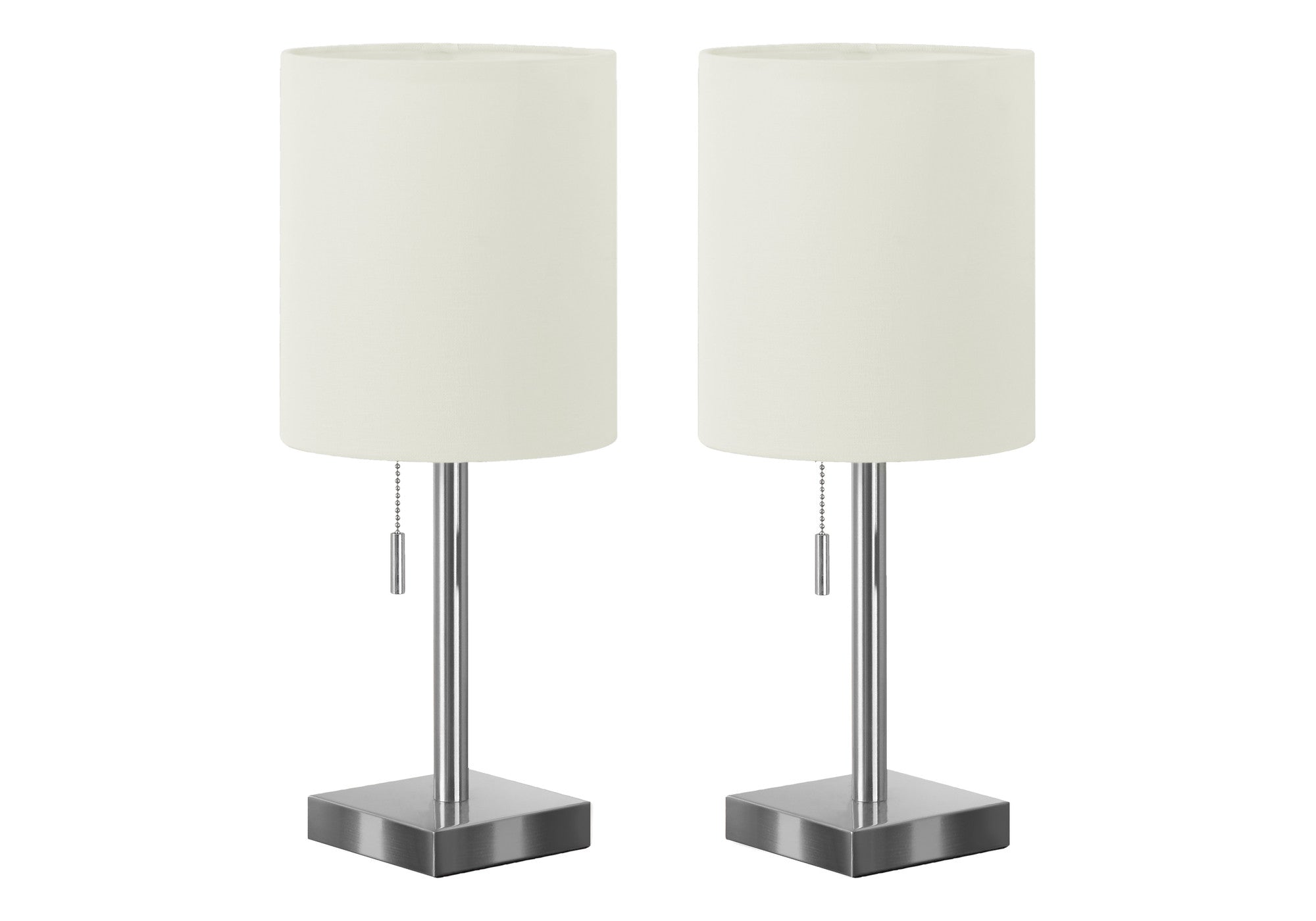 Set Of Two 17'' Silver Metal Candlestick Usb Table Lamps With Ivory Drum Shade