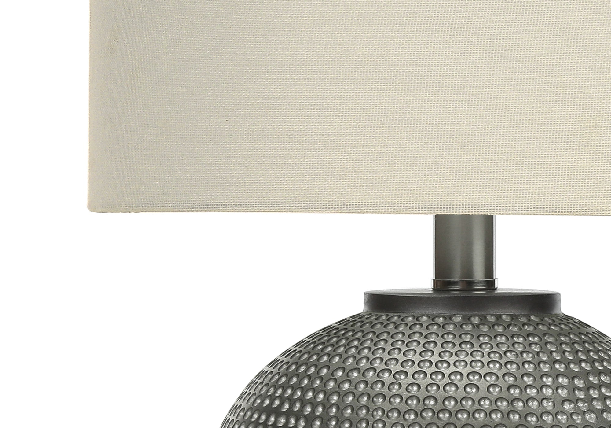 19'' Gray Round Table Lamp With Ivory Drum Shade