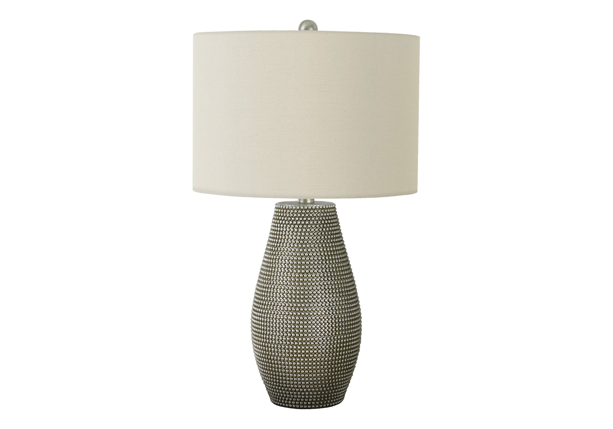 24'' Gray Round Table Lamp With Ivory Drum Shade