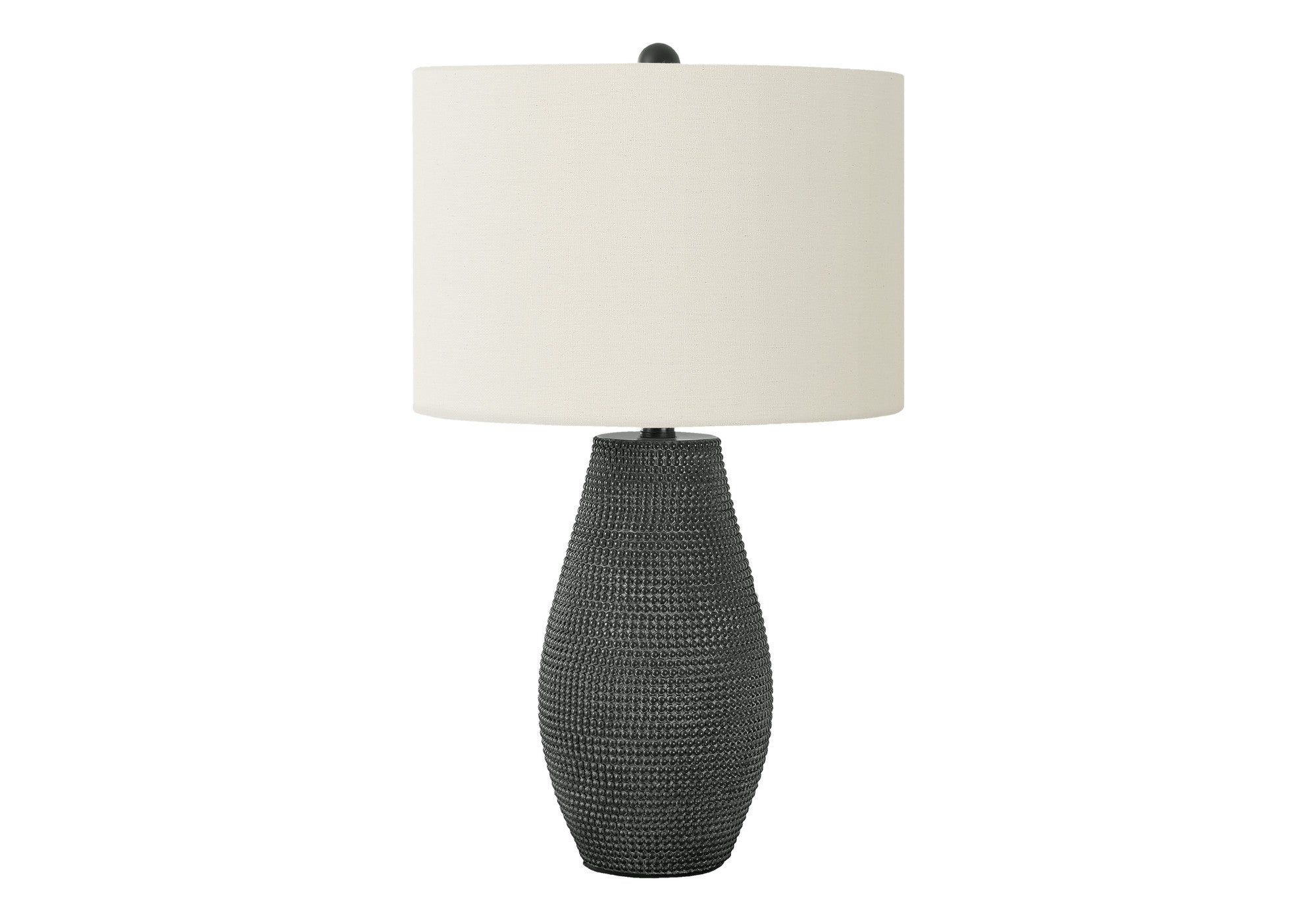 24'' Black Round Table Lamp With Ivory Drum Shade